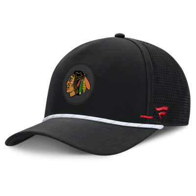 Casquette Chicago Blackhawks Fanatics noire authentique Pro Rink ventilée à monture en A ajustable pour homme