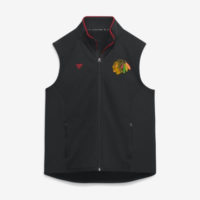 Gilet de patinoire authentique professionnel noir Chicago Blackhawks Fanatics pour homme