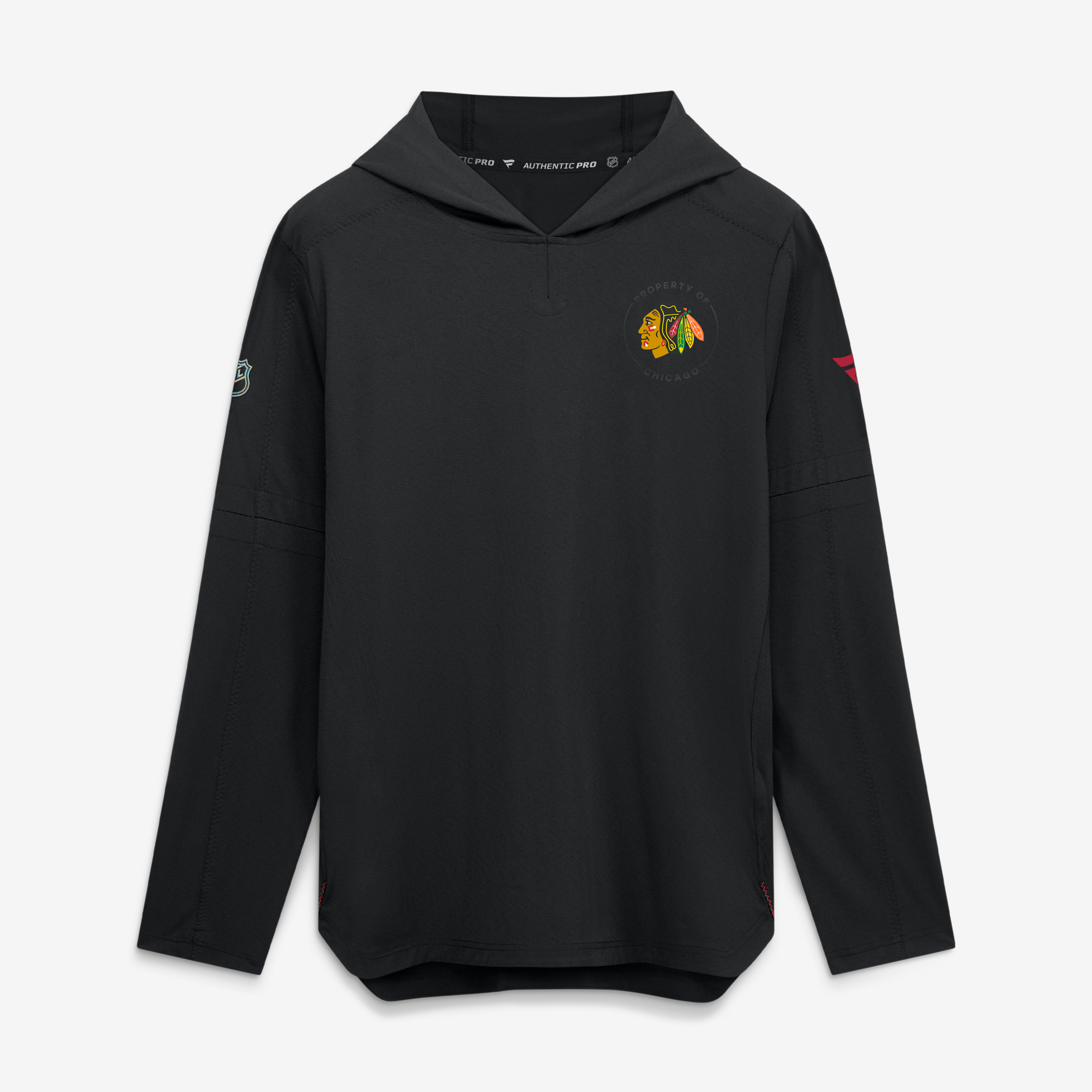 Sweat à capuche léger authentique Pro Train Chicago Blackhawks noir pour homme de Fanatics