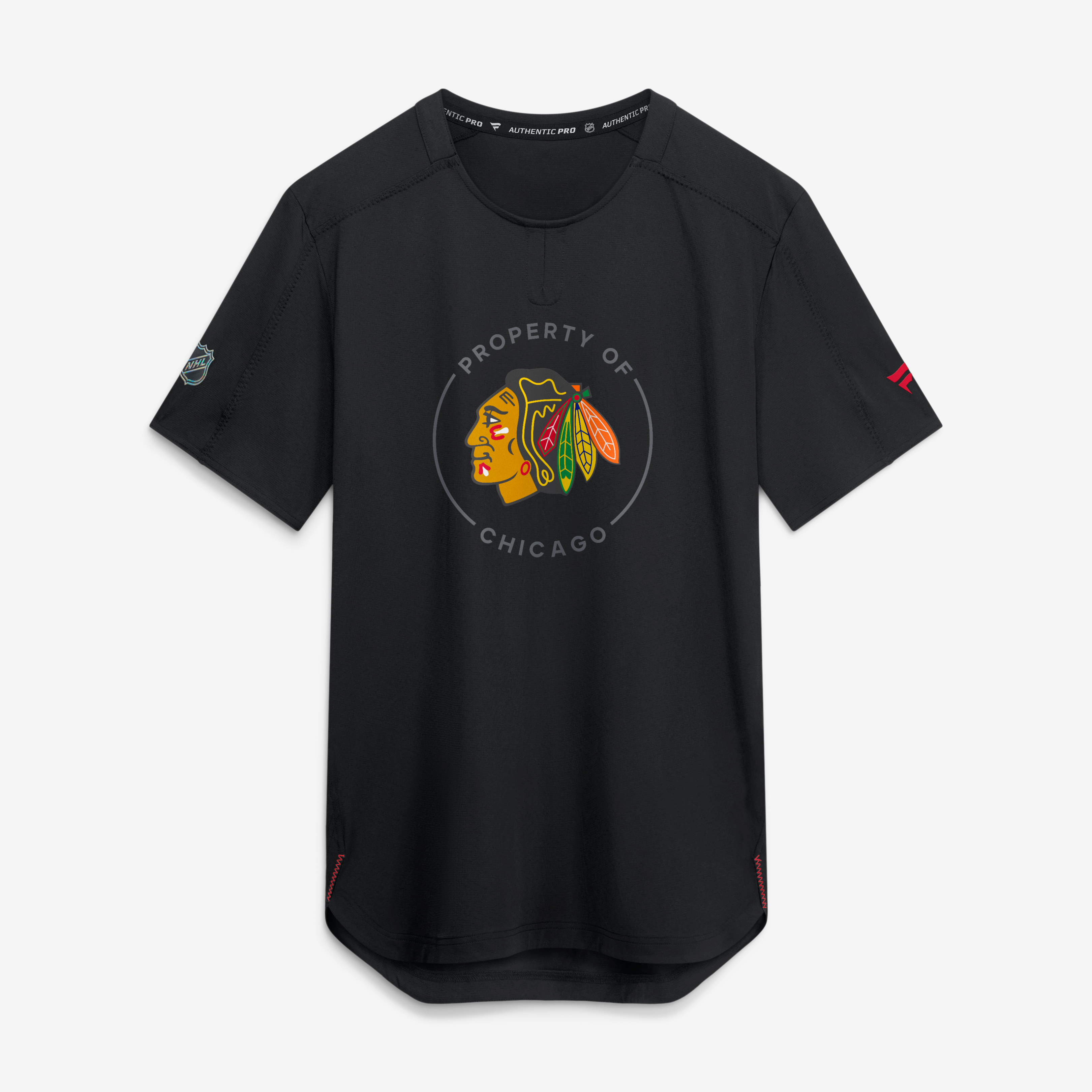 T-shirt de performance authentique Pro Train pour homme Fanatics Blackhawks Chicago, noir