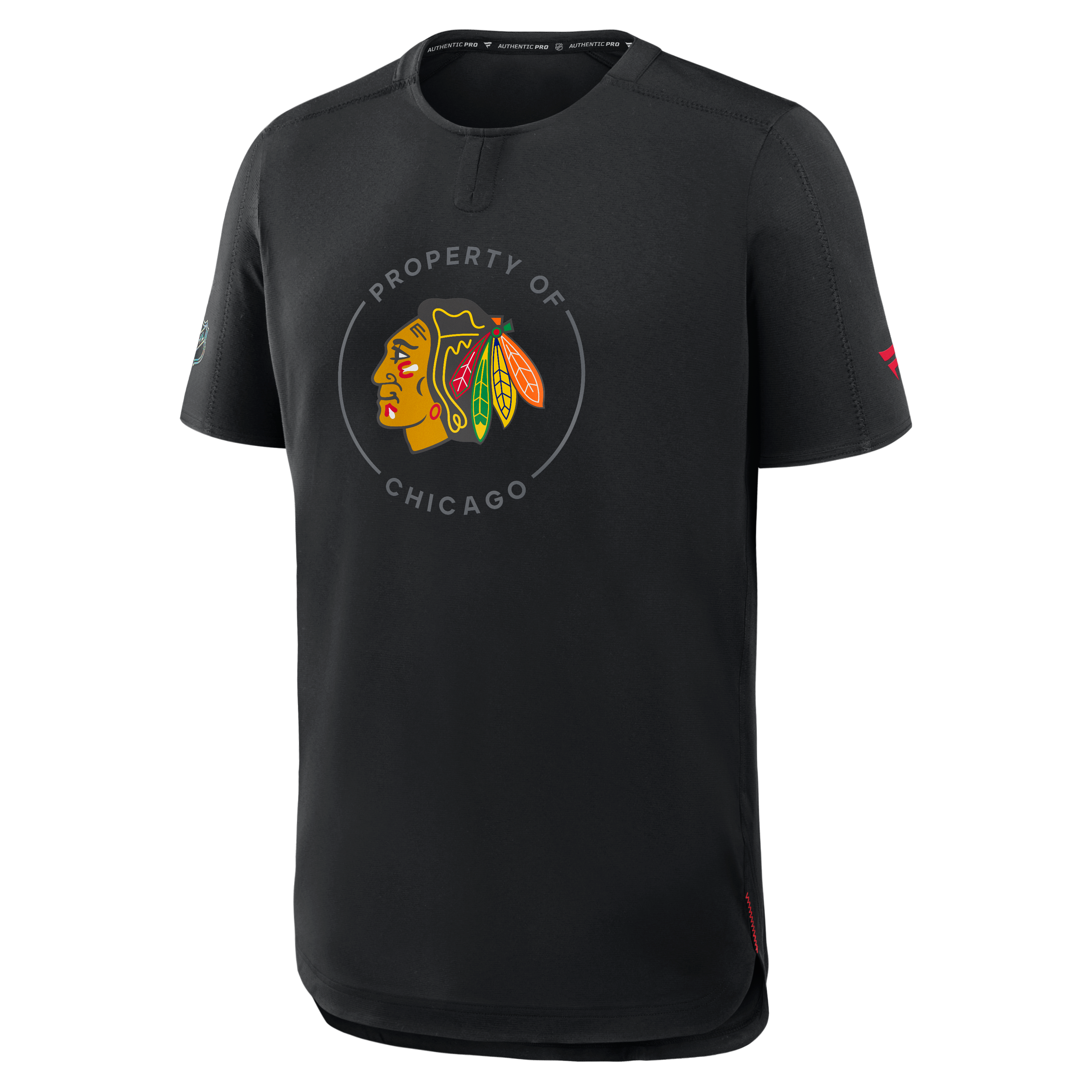 T-shirt de performance authentique Pro Train pour homme Fanatics Blackhawks Chicago, noir