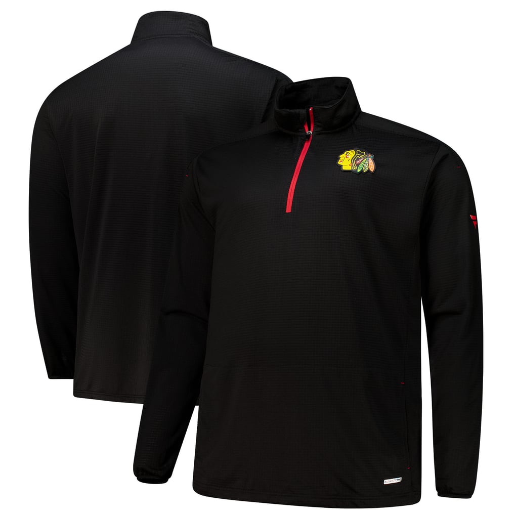Men's Chicago Blackhawks  Fanatics Black Big & Tall Authentic Pro Quarter-Zip Top