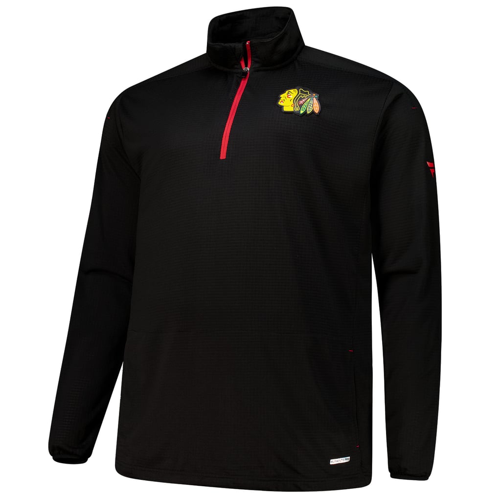Men's Chicago Blackhawks  Fanatics Black Big & Tall Authentic Pro Quarter-Zip Top