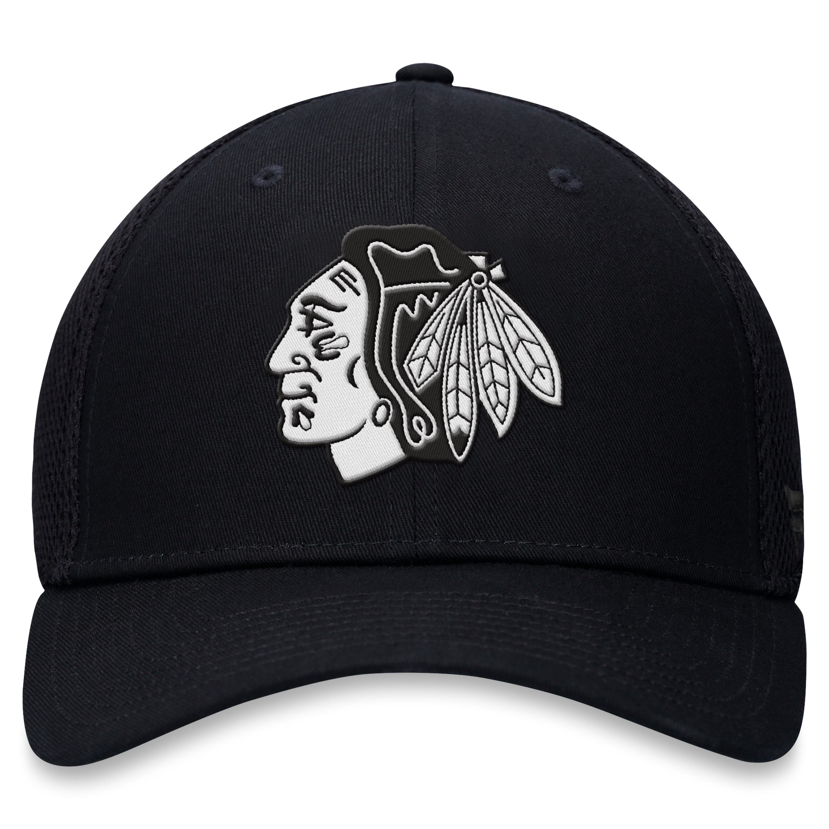 Casquette extensible à dos en maille ton sur Chicago Blackhawks noire pour homme de Fanatics