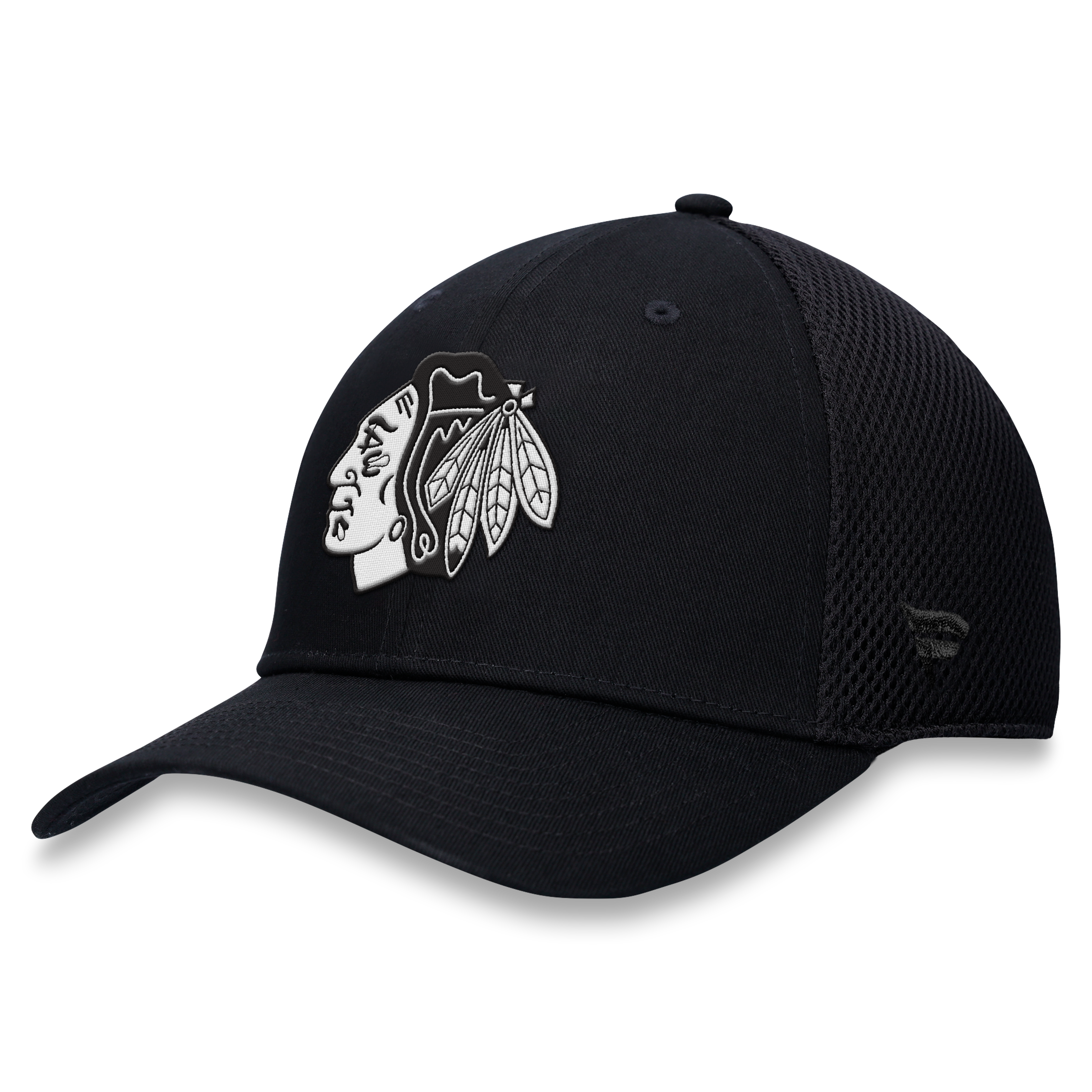 Casquette extensible à dos en maille ton sur Chicago Blackhawks noire pour homme de Fanatics