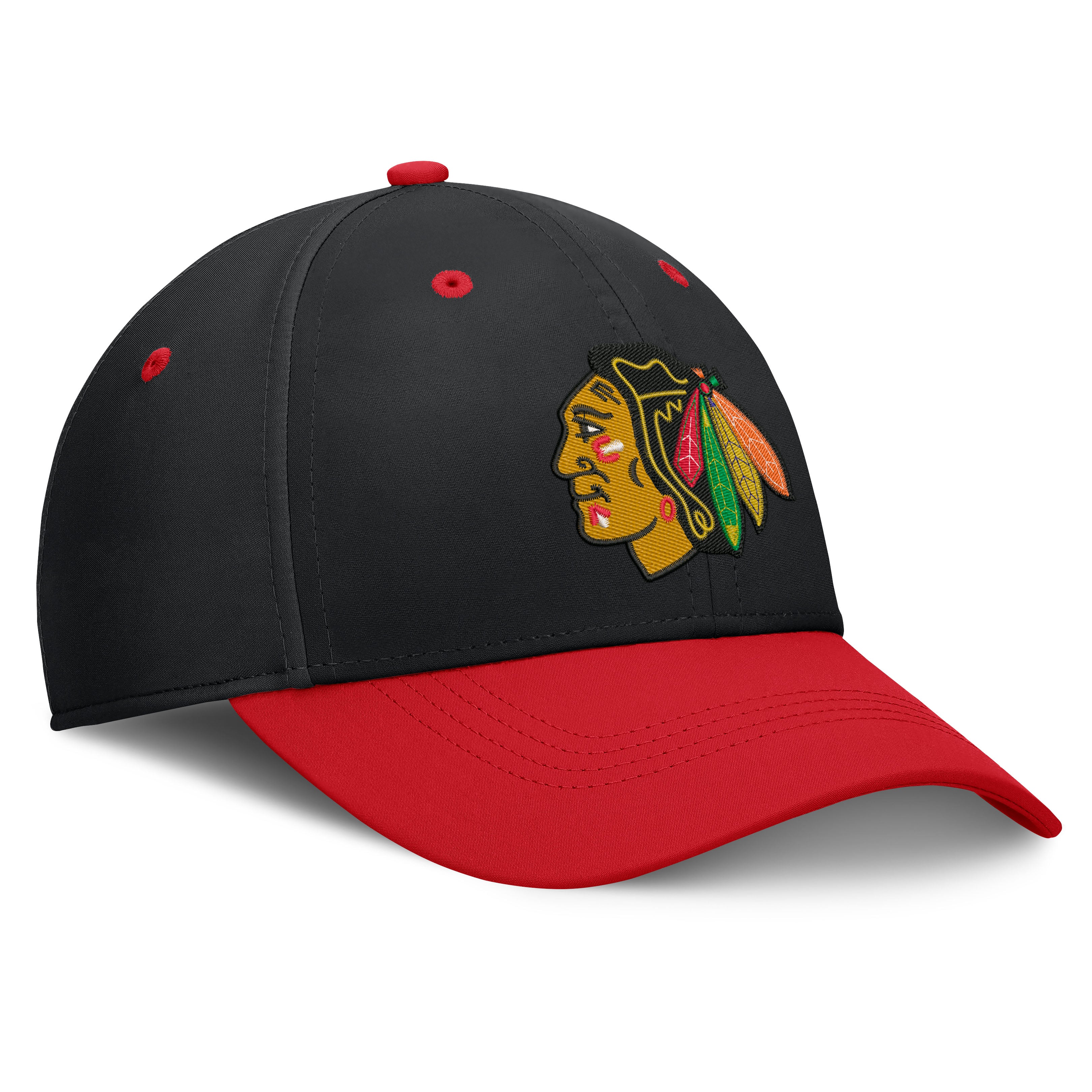 Men's Fanatics Black/Red Chicago Blackhawks Authentic Pro Rink Stretch Hat
