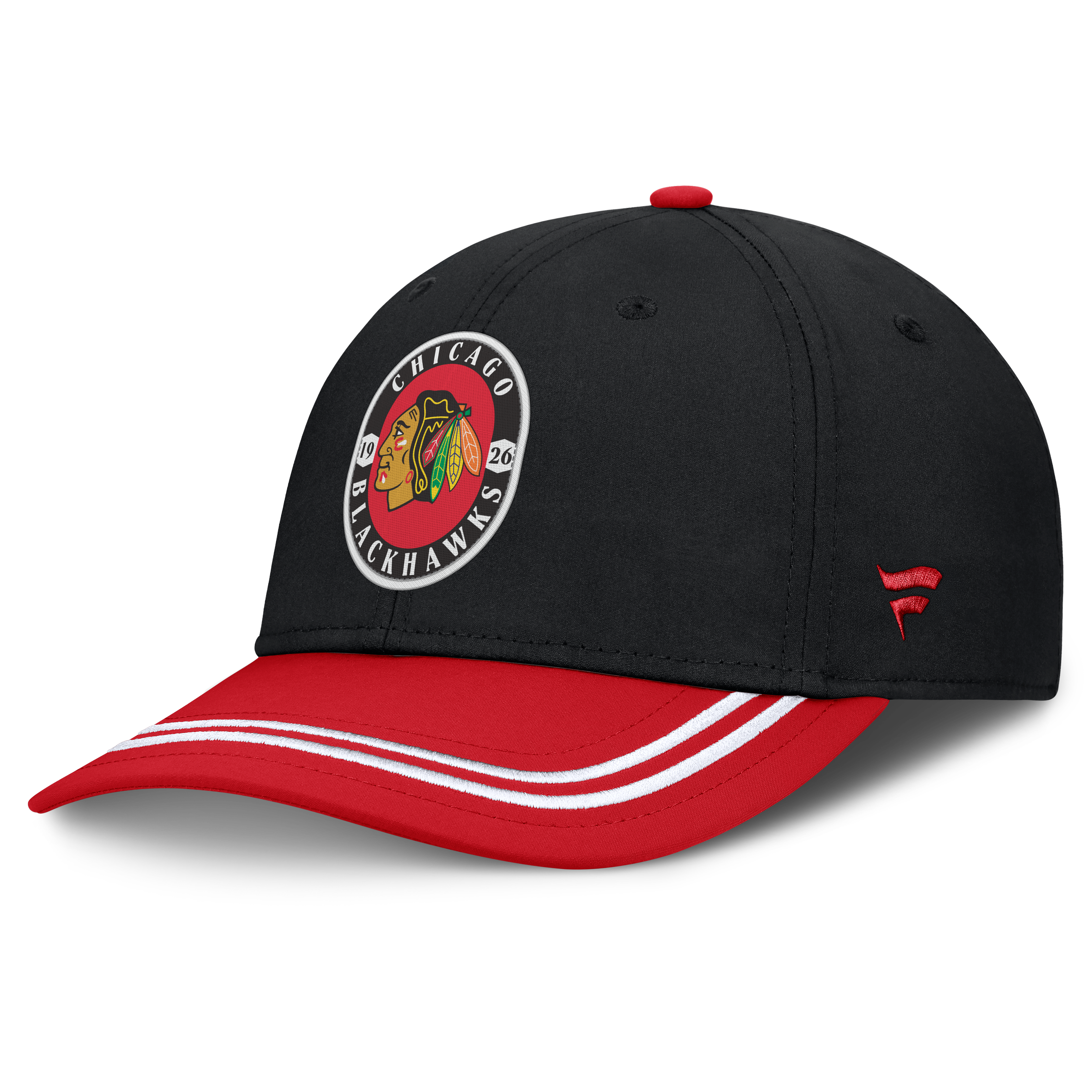 Men's Fanatics Black/Red Chicago Blackhawks Fundamental Stretch Hat
