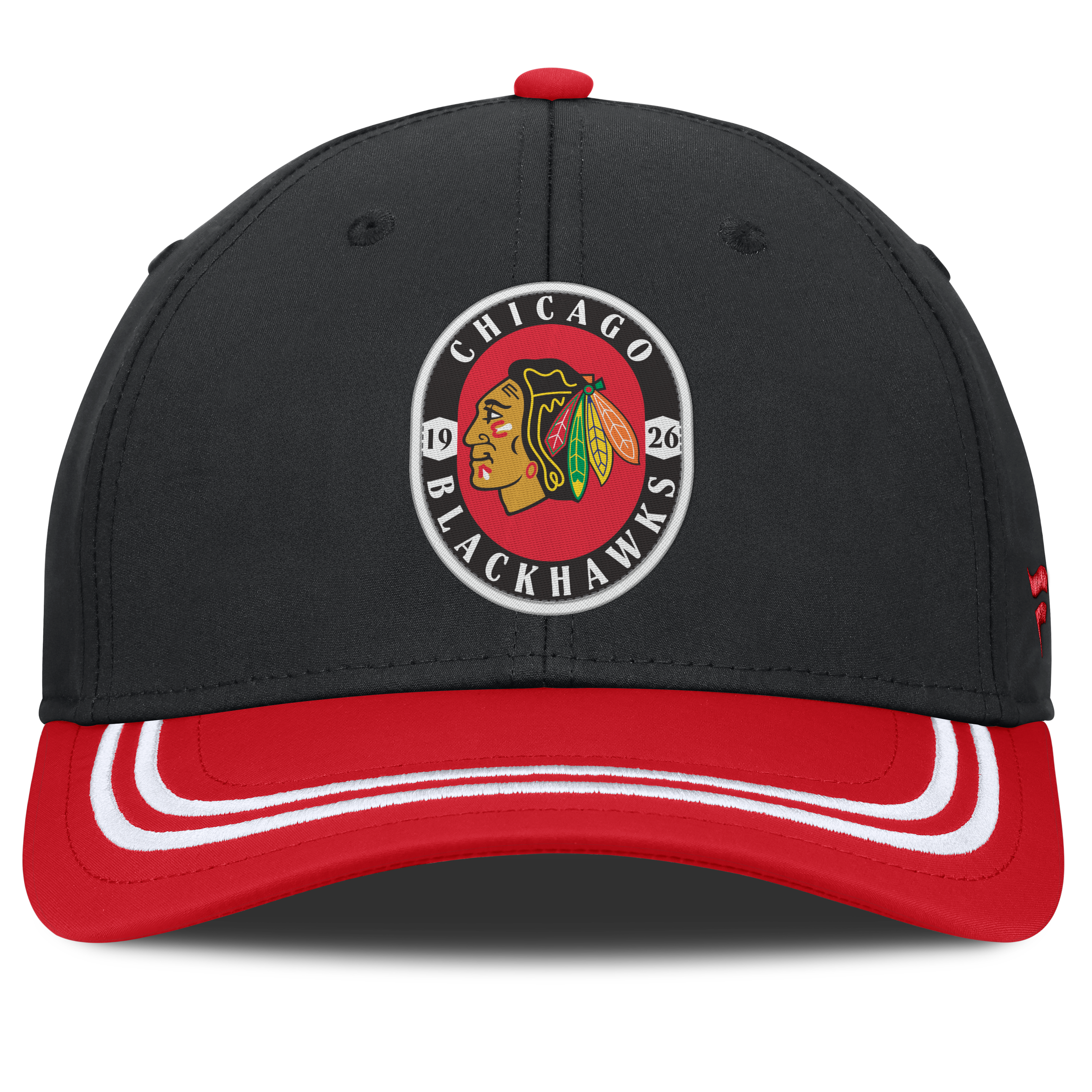 Men's Fanatics Black/Red Chicago Blackhawks Fundamental Stretch Hat