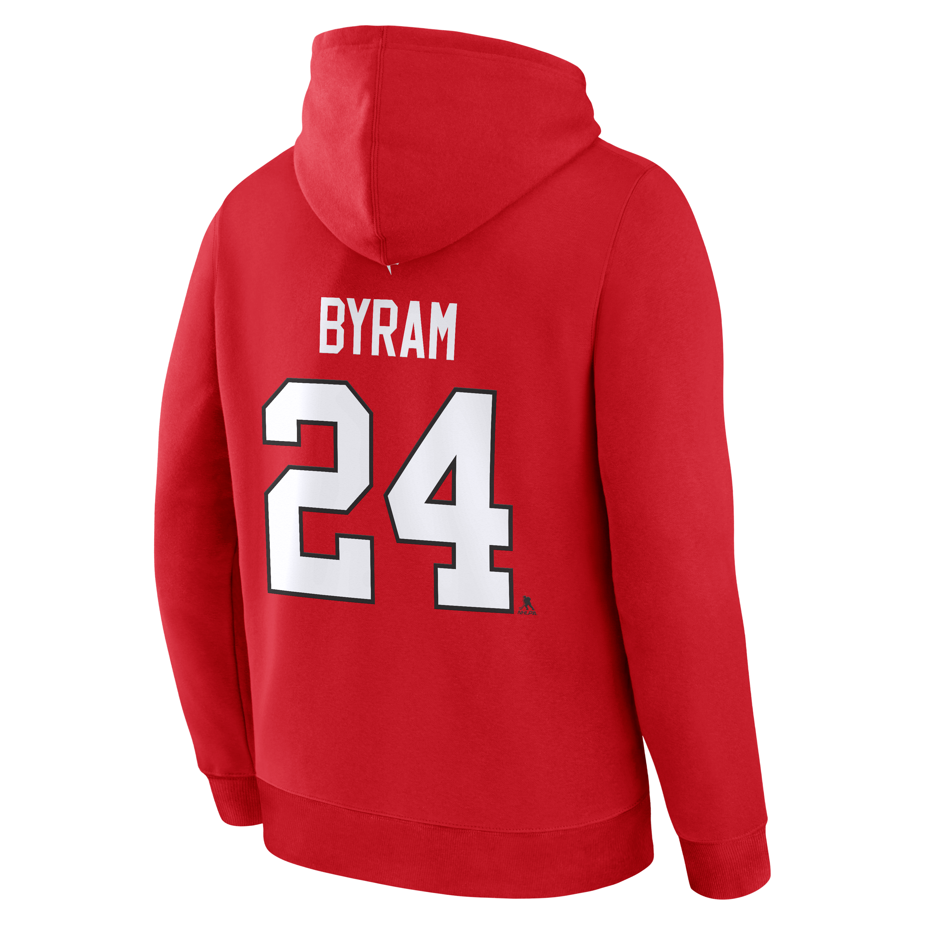 Sweat à capuche authentique Fanatics Bowen Byram rouge Chicago Blackhawks pour homme, avec nom et numéro.