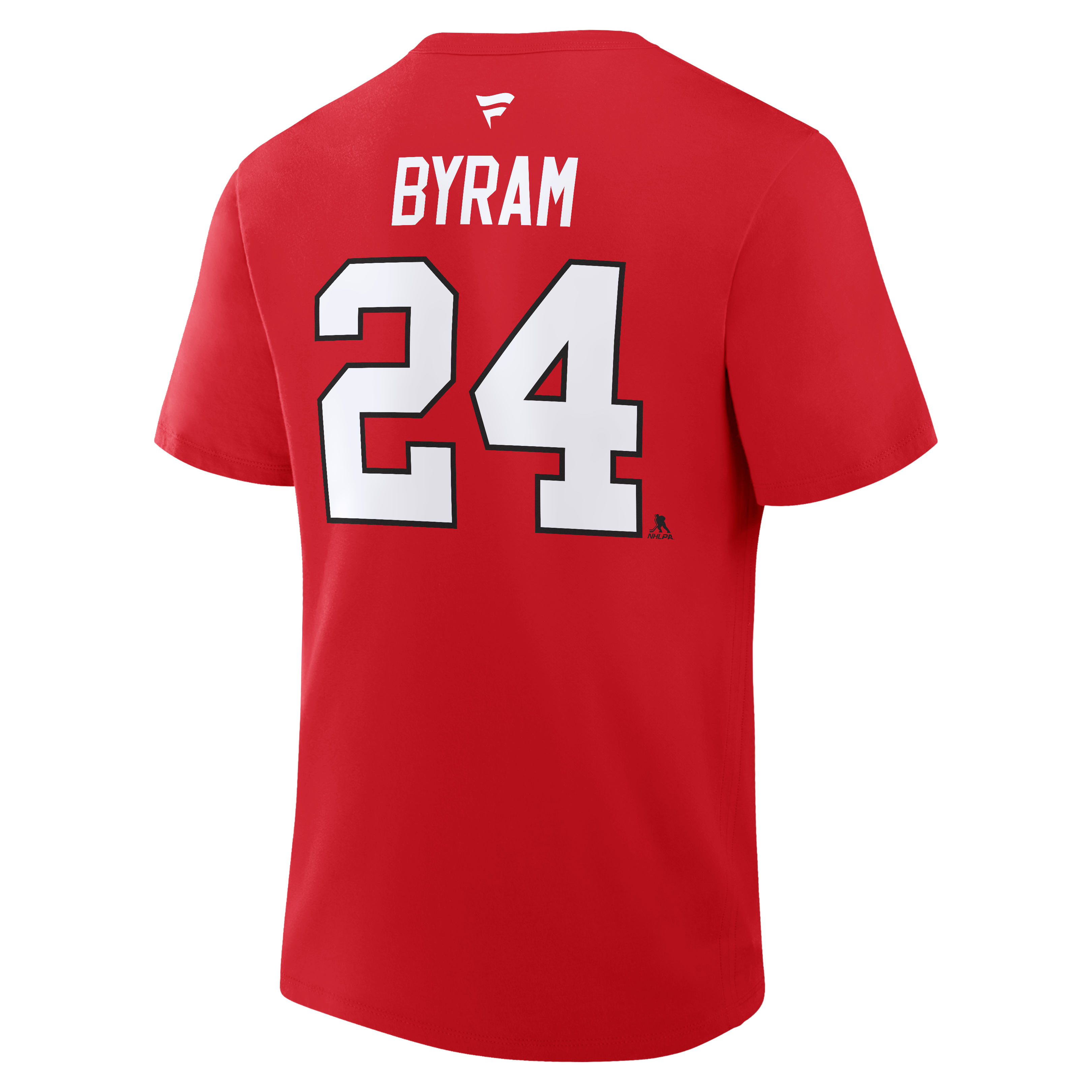 Men's Fanatics Bowen Byram Red Chicago Blackhawks Authentic Stack Name & Number T-Shirt