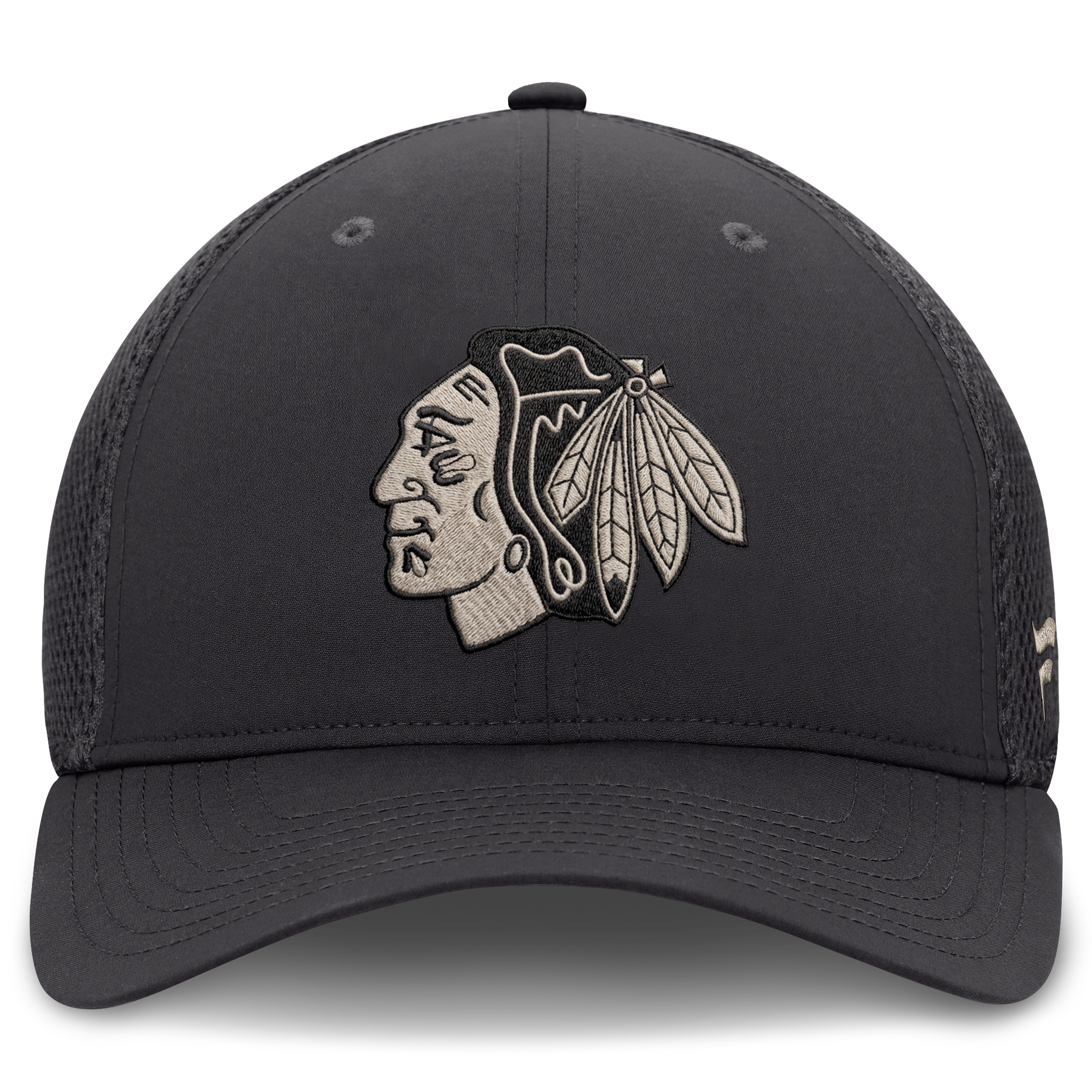 Casquette extensible Fanatics Charcoal Chicago Blackhawks Road Meshback pour homme