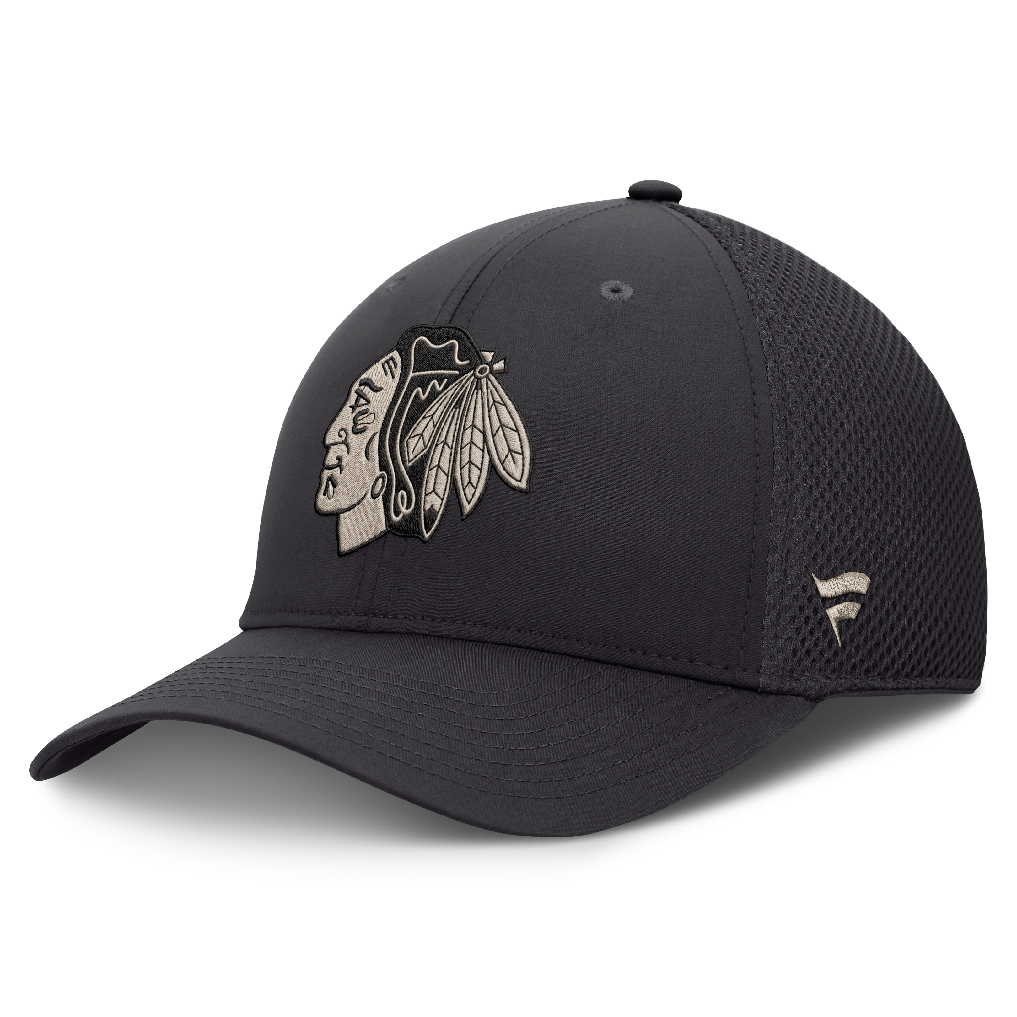 Casquette extensible Fanatics Charcoal Chicago Blackhawks Road Meshback pour homme