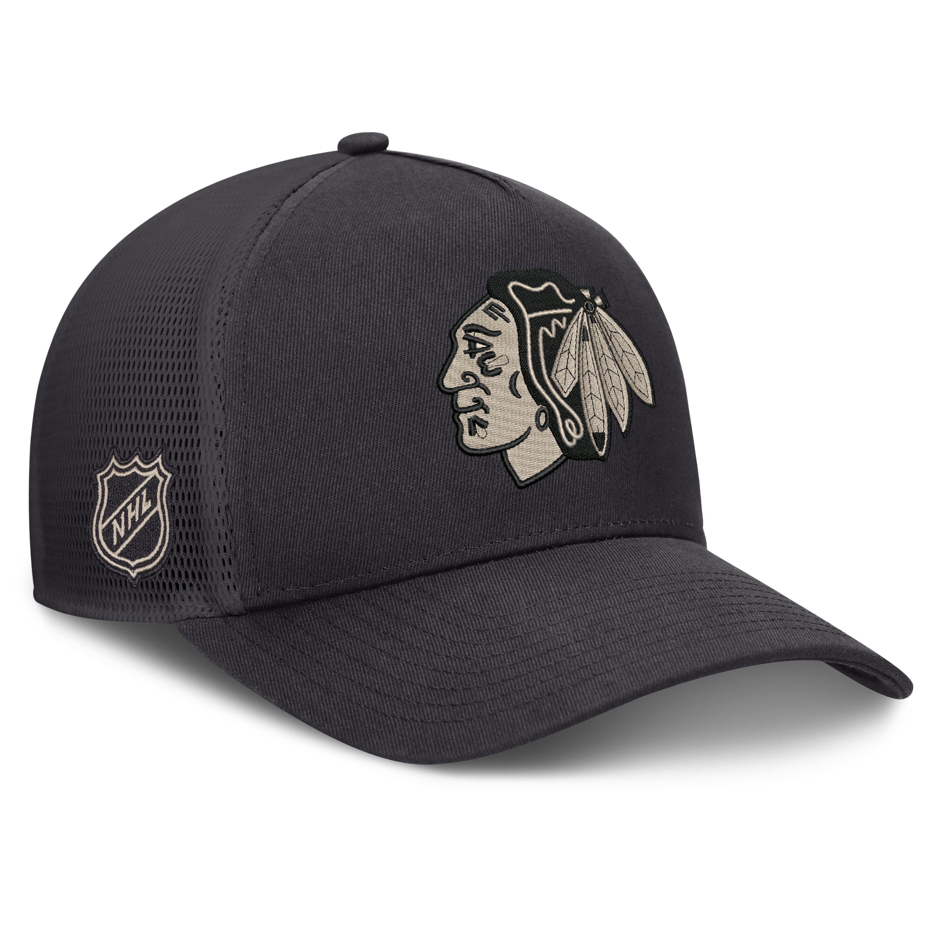 Casquette Fanatics Charcoal Chicago Blackhawks Road Soft Wash à dos en maille A pour homme