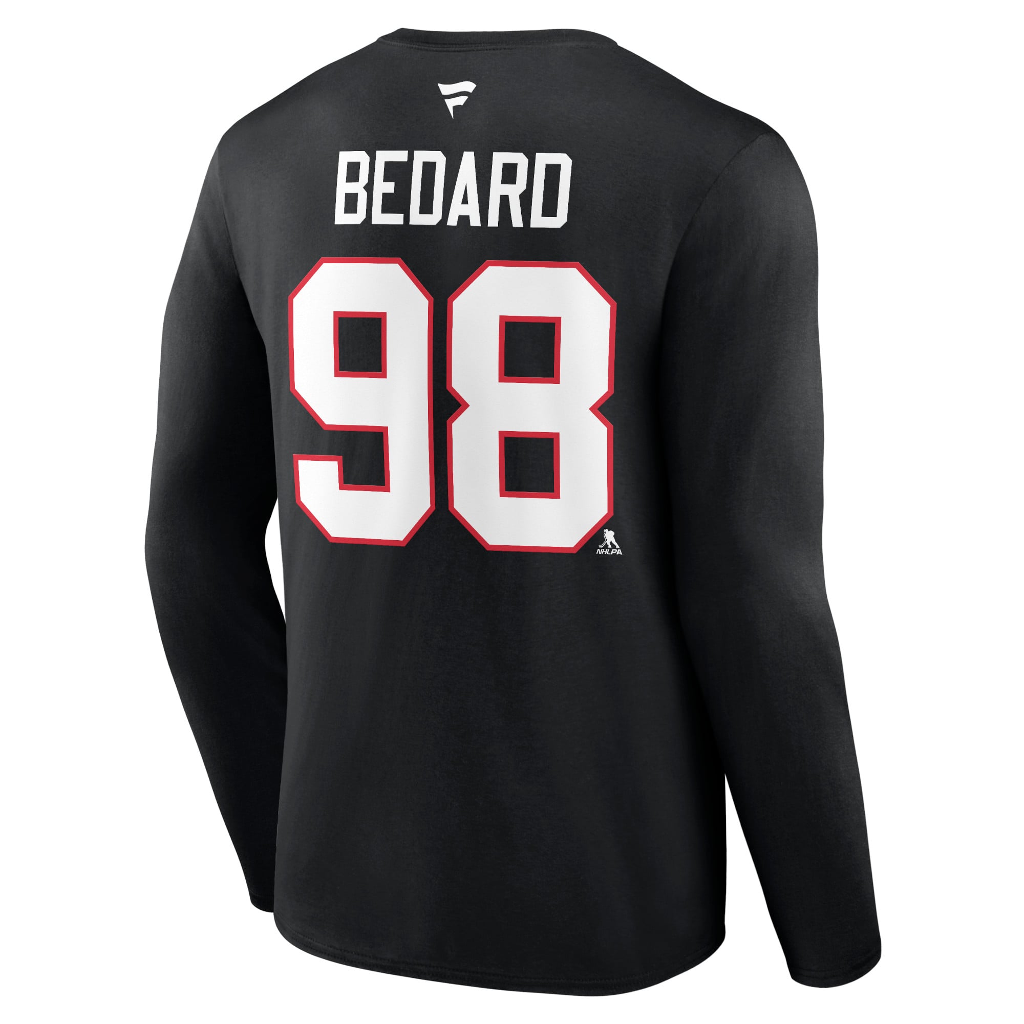 T-shirt à manches longues authentique Fanatics Connor Bedard Blackhawks de Chicago, noir, avec nom et numéro superposés