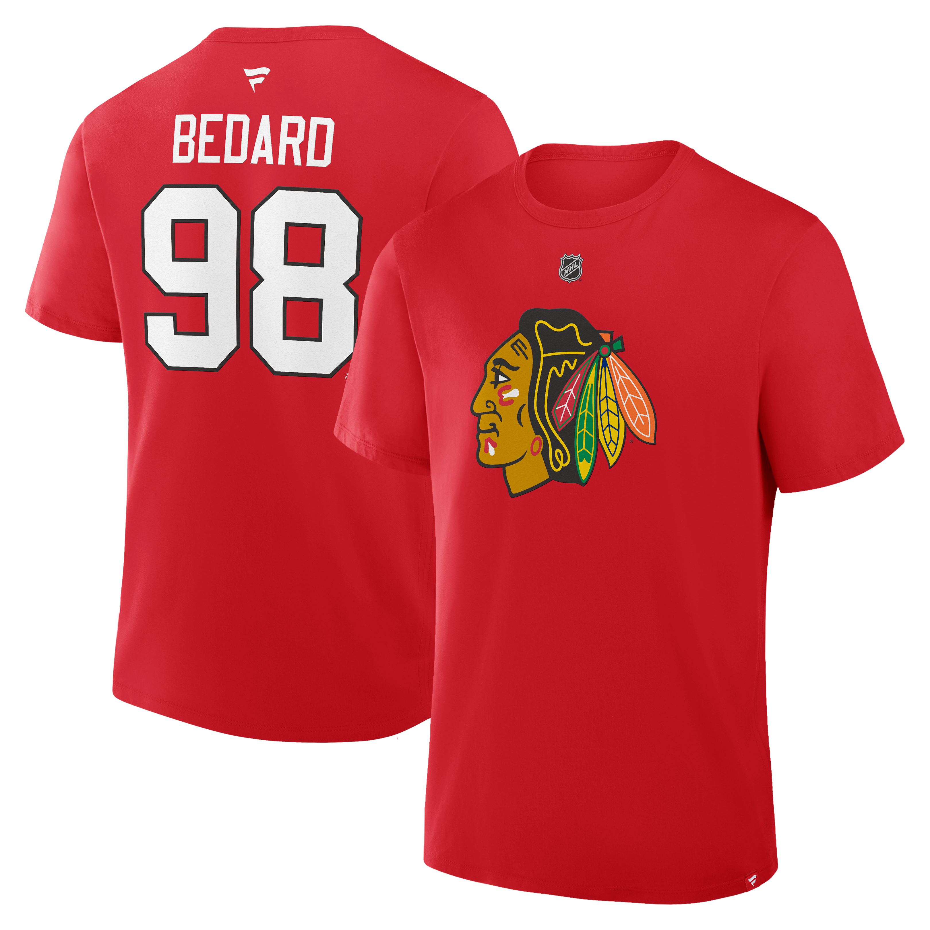 T-shirt authentique Fanatics Connor Bedard rouge Chicago Blackhawks pour homme