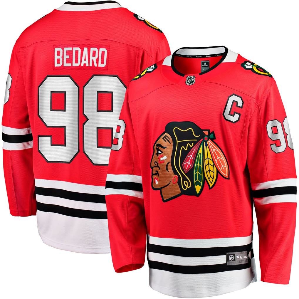 Men's Fanatics Connor Bedard Red Chicago Blackhawks Home Captain Patch ...