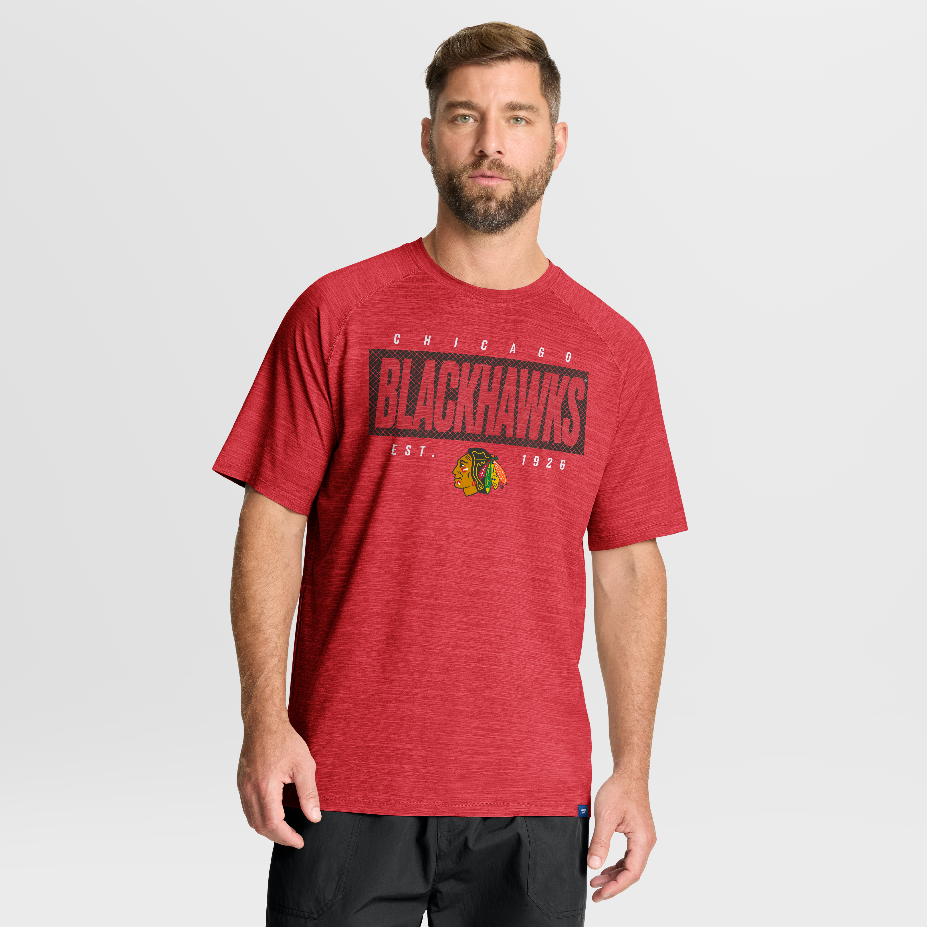 Men's Fanatics Heather Red Chicago Blackhawks Breakaway Clutch Raglan T-Shirt