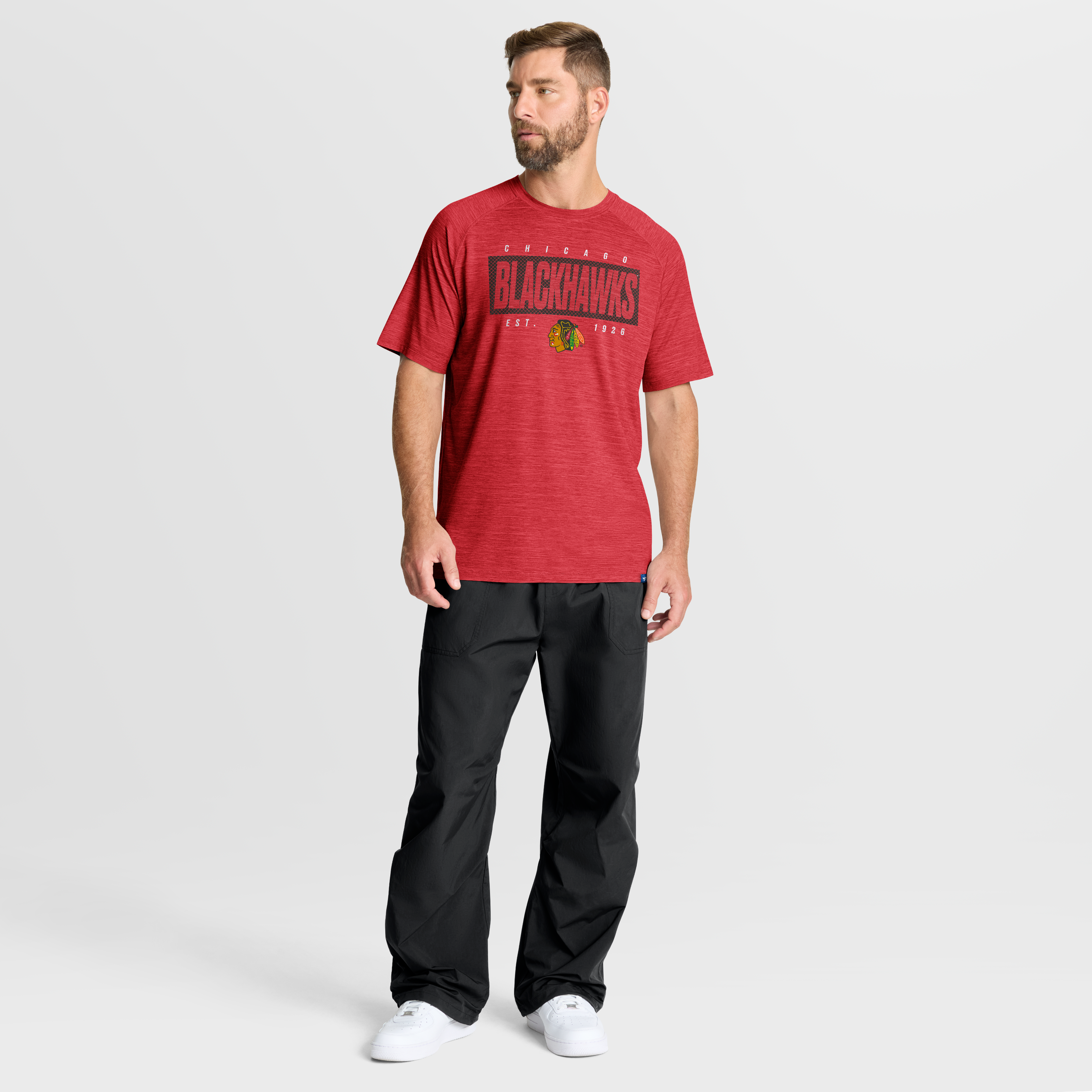 Men's Fanatics Heather Red Chicago Blackhawks Breakaway Clutch Raglan T-Shirt