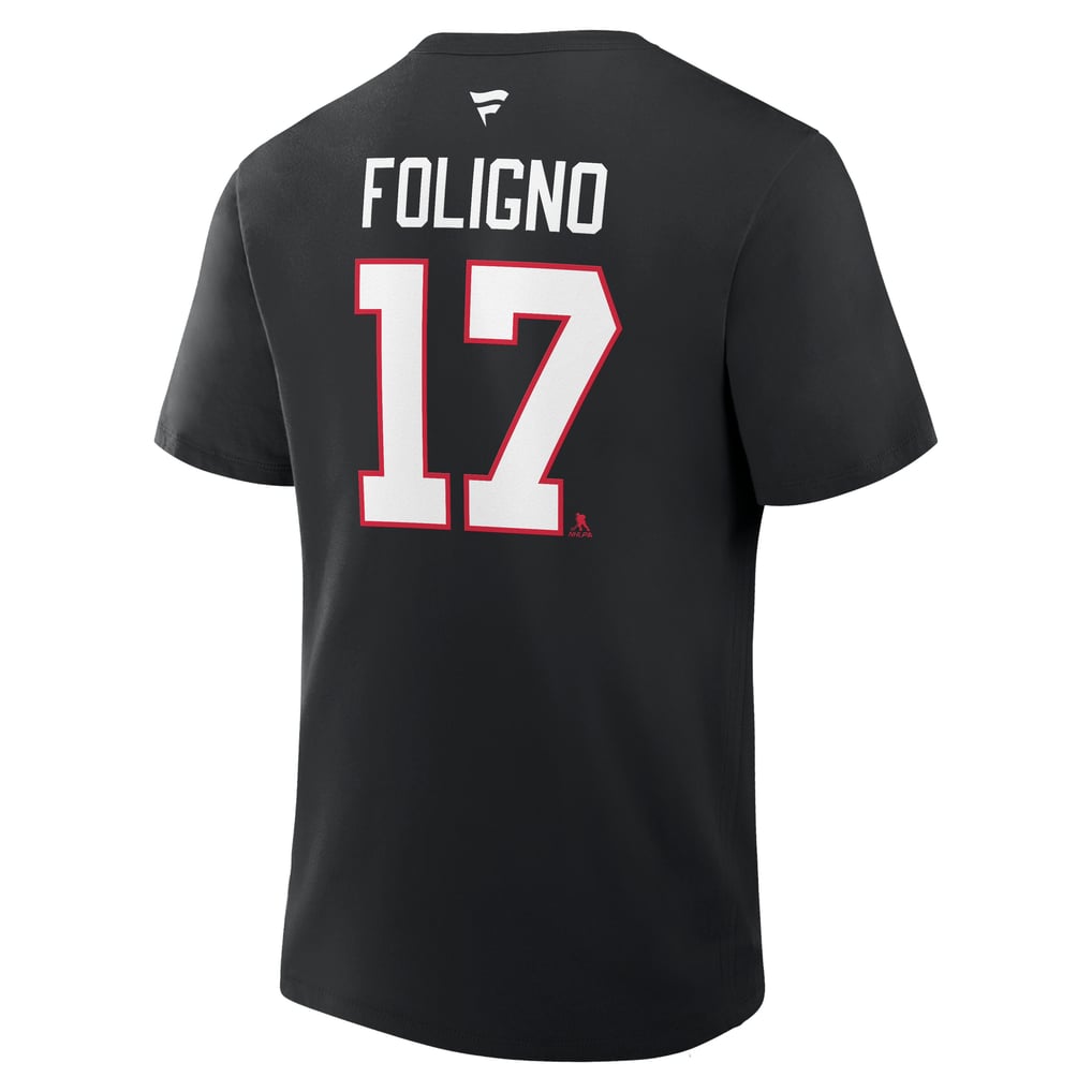 T-shirt authentique noir à accumulation de nom et numéro Nick Foligno des Blackhawks de Chicago pour hommes (Fanatics)