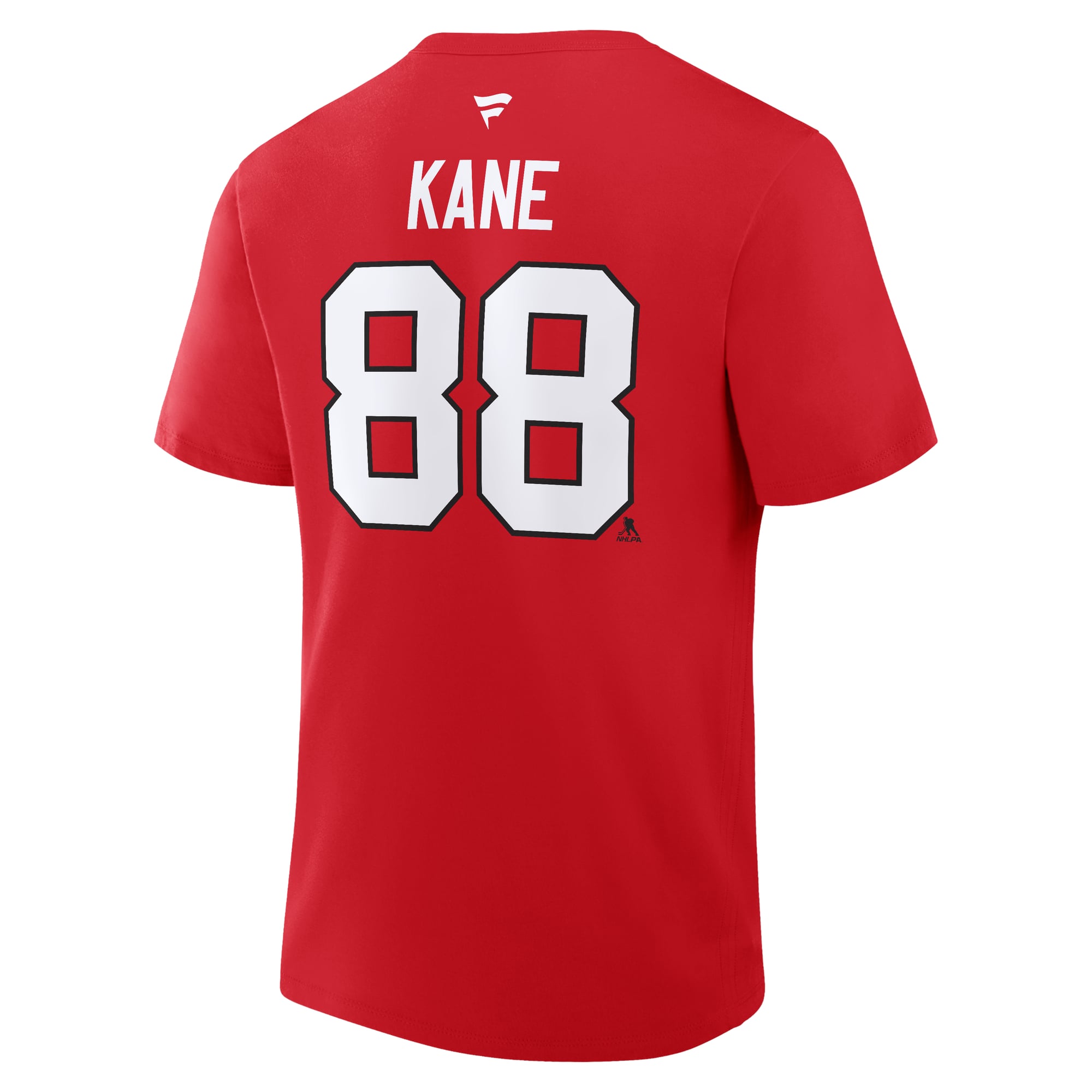 T-shirt authentique Fanatics Patrick Kane rouge Chicago Blackhawks pour homme, avec nom et numéro superposés