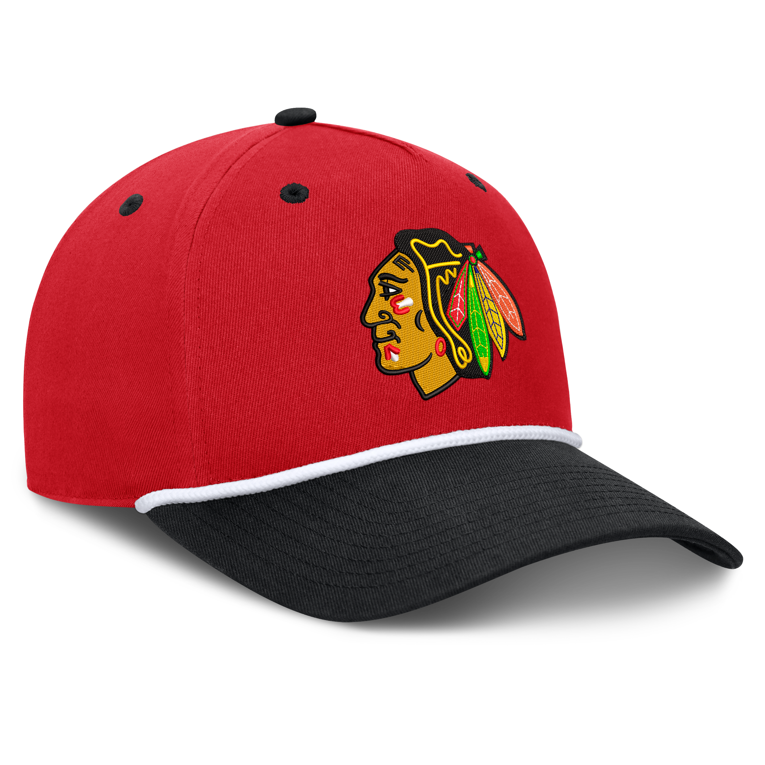 Men's Fanatics Red/Black Chicago Blackhawks Fundamental Power Play A-Frame Adjustable Hat