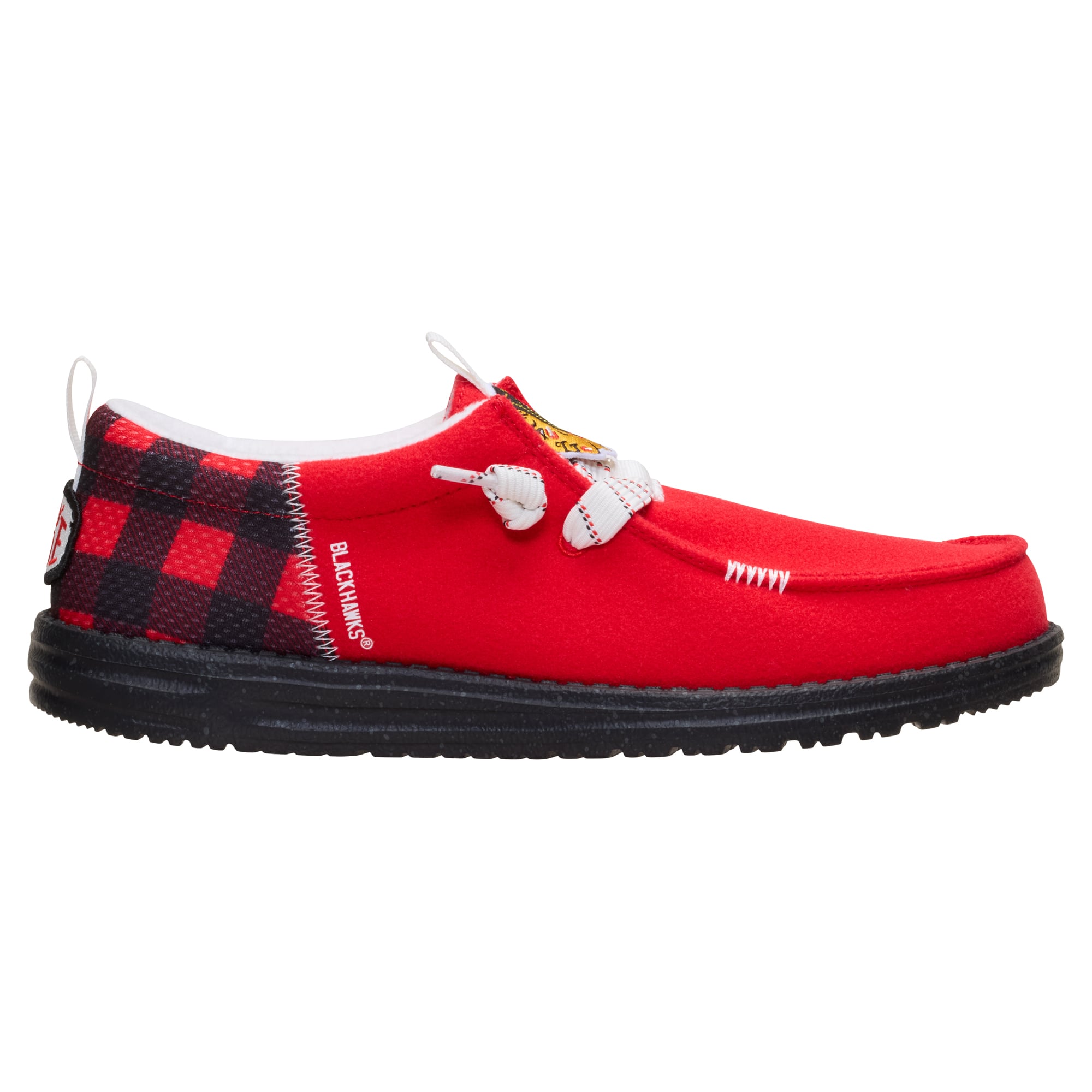 Men's Hey Dude Red Chicago Blackhawks Wally Funk Casual Slip-On Shoes