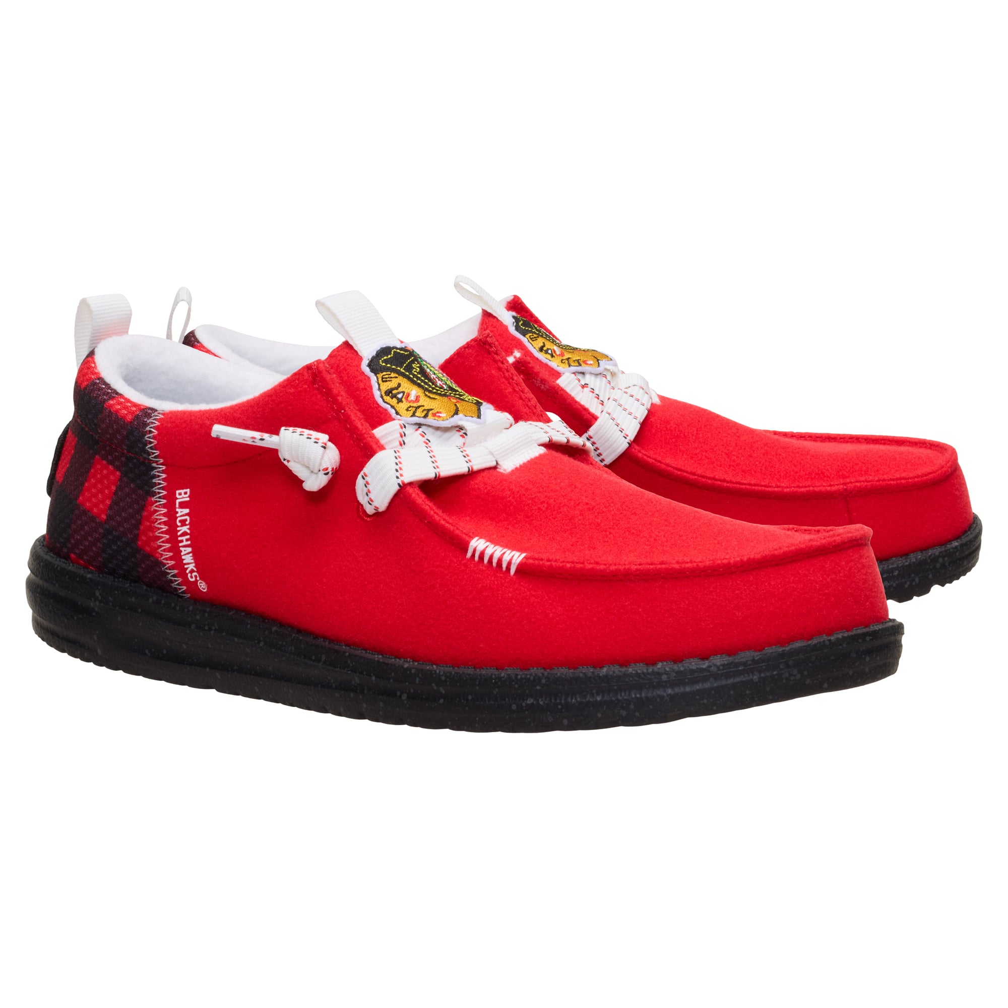 Men's Hey Dude Red Chicago Blackhawks Wally Funk Casual Slip-On Shoes