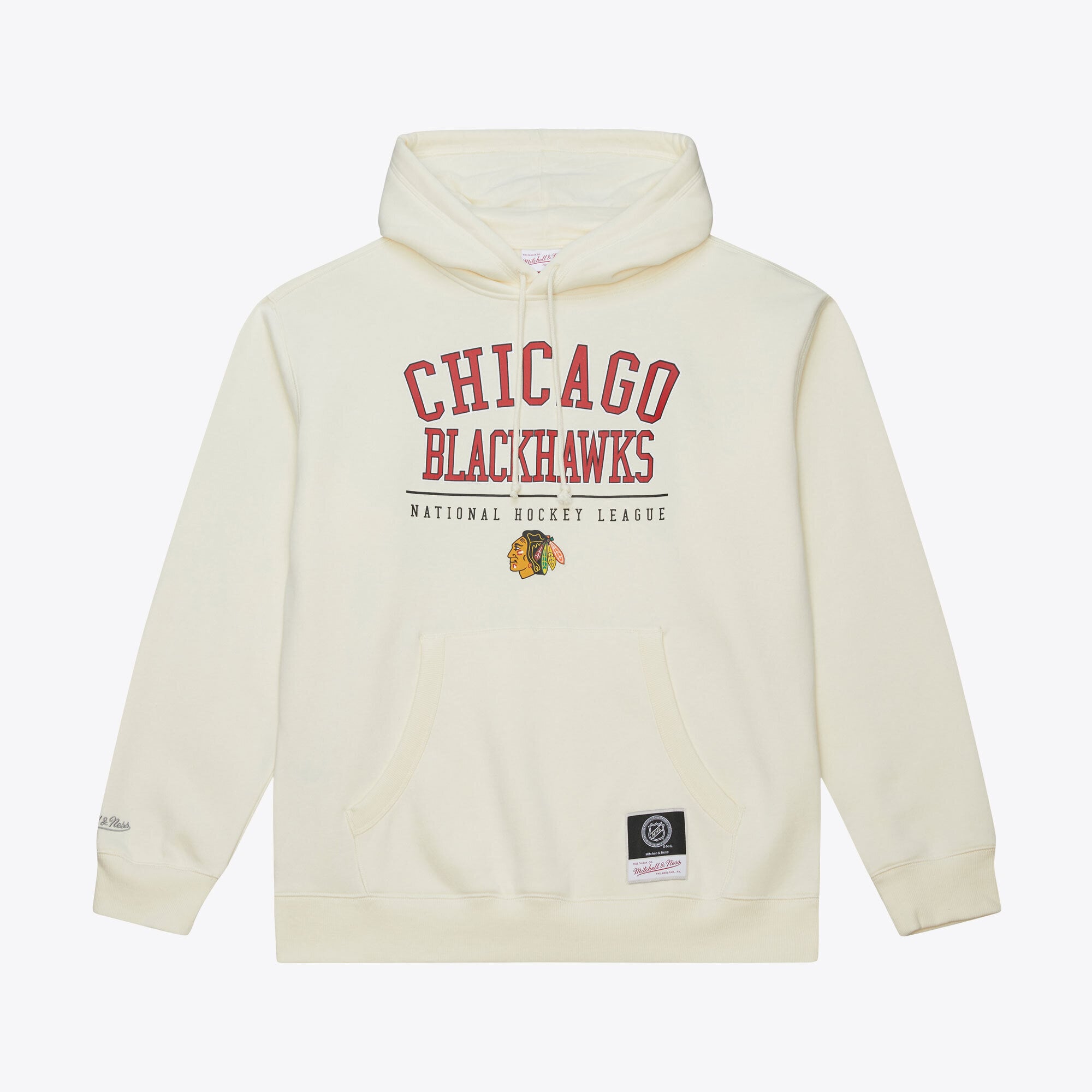 Men's Mitchell & Ness Cream Chicago Blackhawks Walk-Off Logo Fleece Hoodie