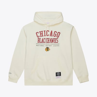  Chicago Blackhawks Mitchell & Ness Walk-Off Logo Fleece Hoodie - Cream