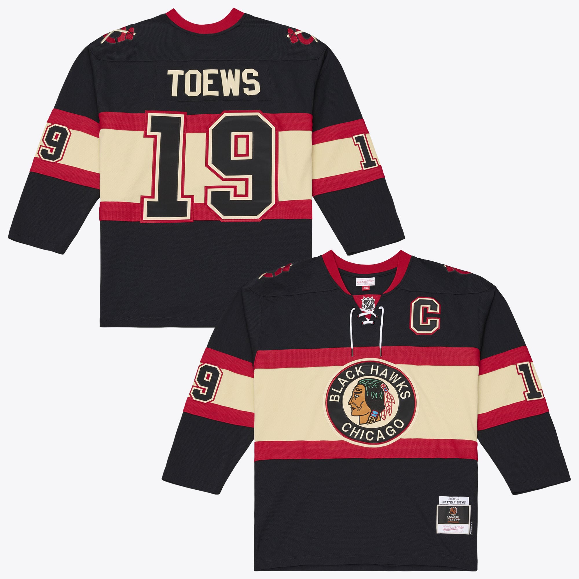 Men's Mitchell & Ness Jonathan Toews Black Chicago Blackhawks 2009/10 Power Play Jersey