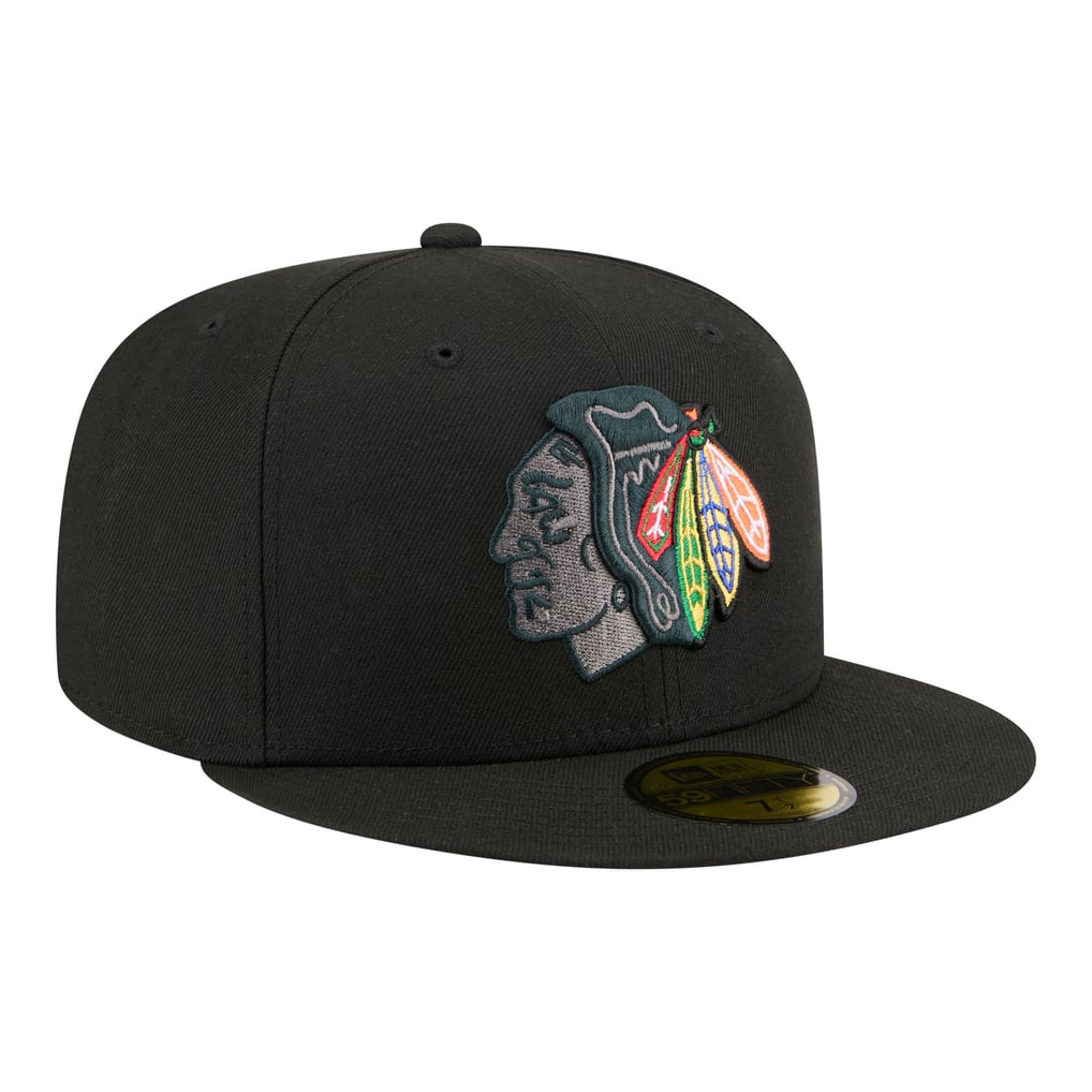 Men's New Era Black Chicago Blackhawks Color Pop 59FIFTY Fitted Hat