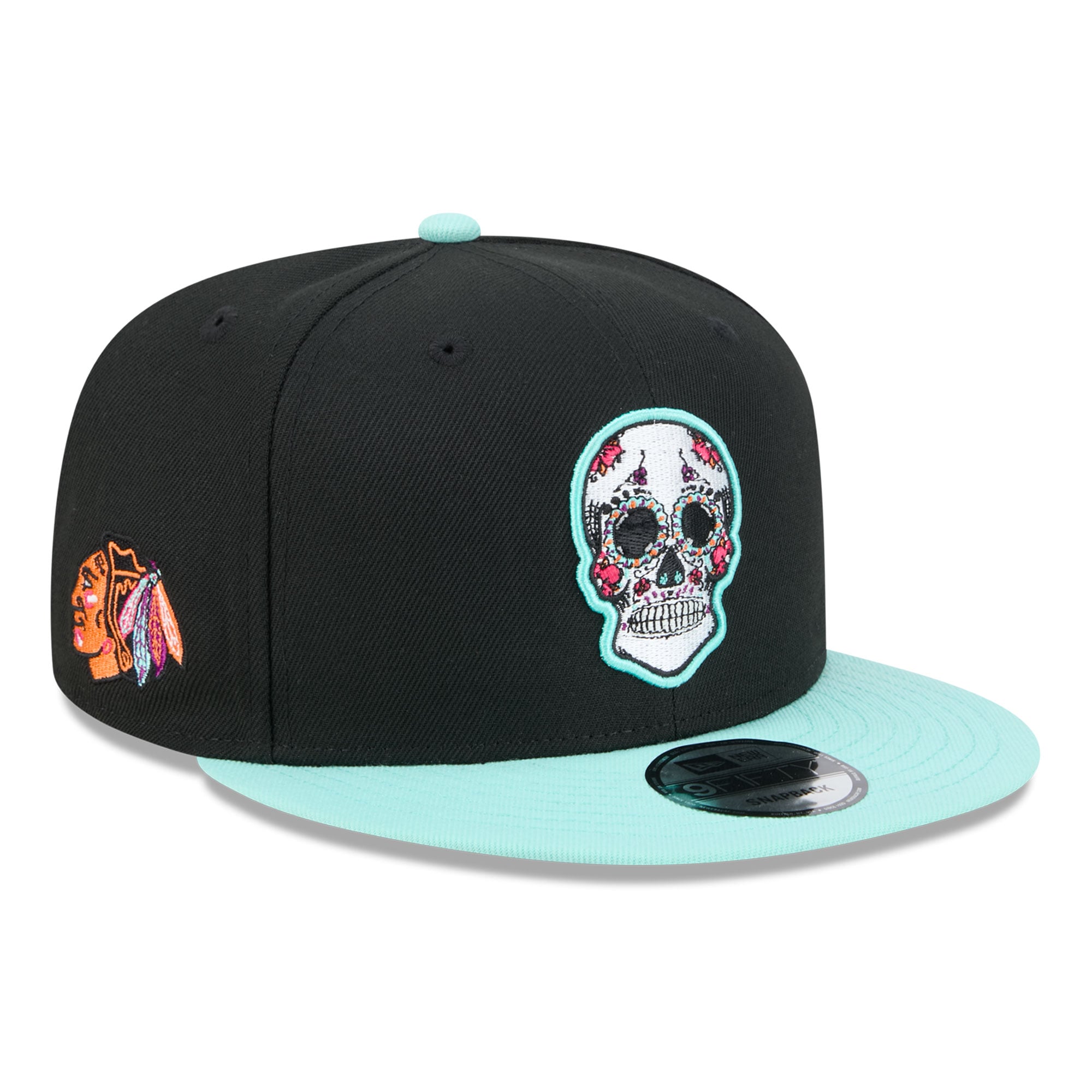 Casquette snapback New Era 9FIFTY noire Chicago Blackhawks Dia De Los Muertos pour homme