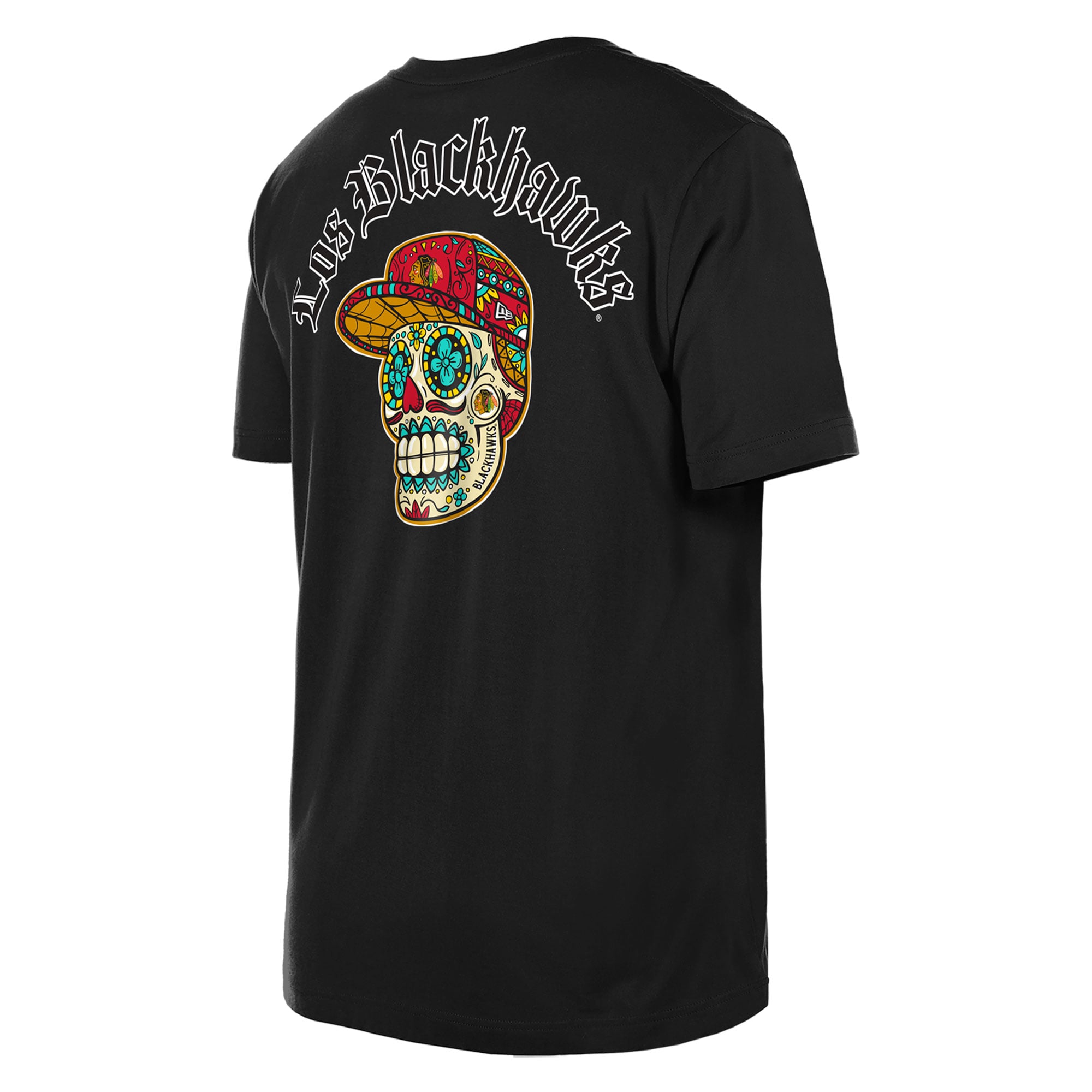 T-shirt New Era noir pour homme Chicago Blackhawks Dia De Muertos