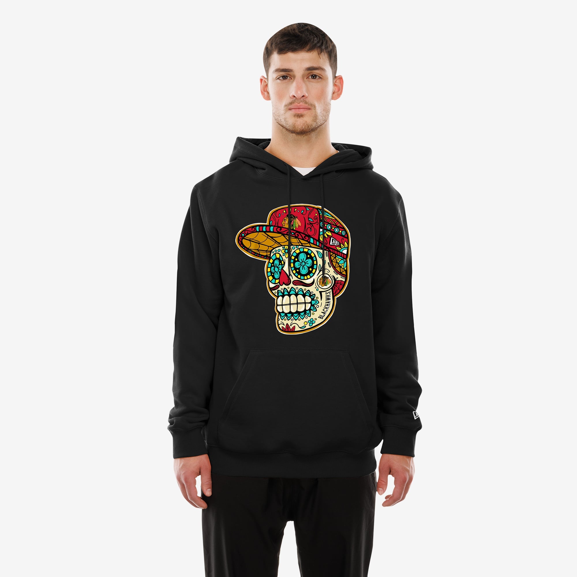 Sweat à capuche noir New Era pour hommes des Blackhawks de Chicago Día los Muertos
