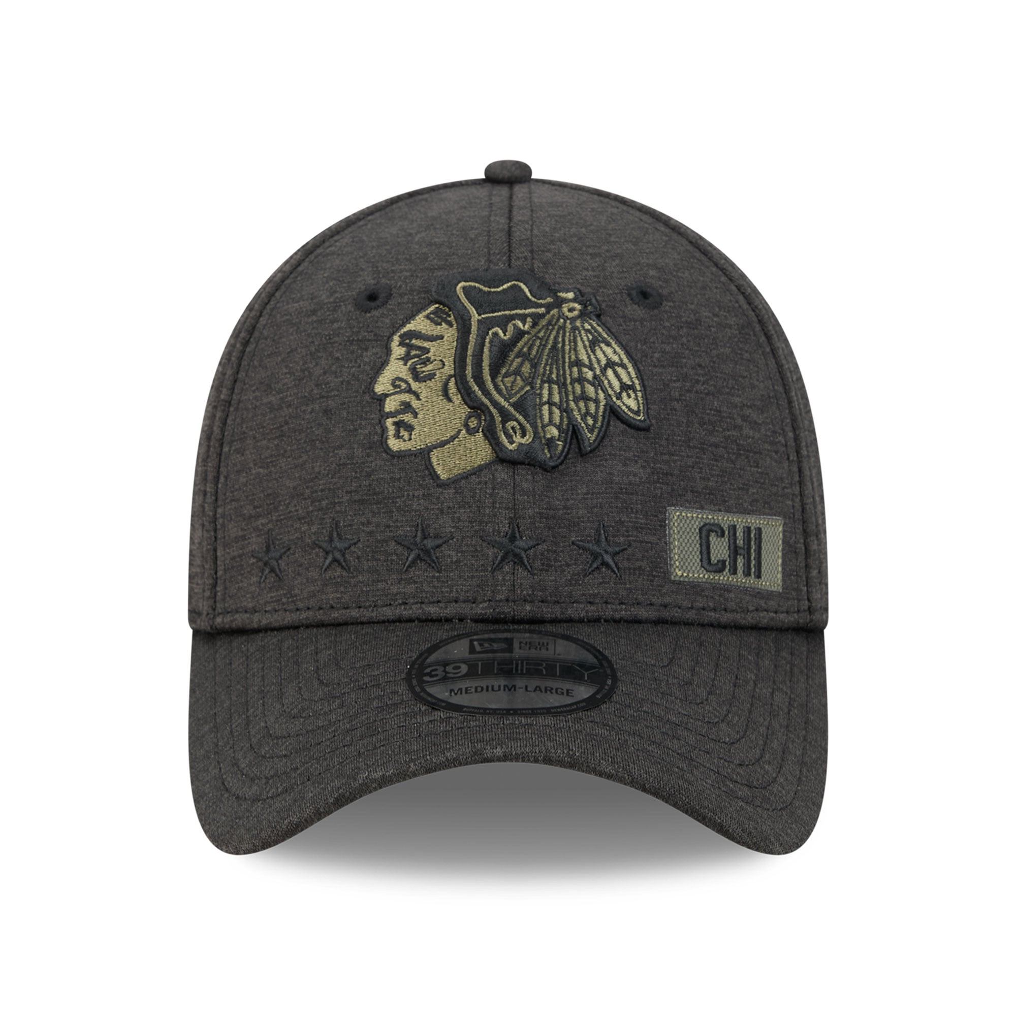 Casquette extensible New Era noire Chicago Blackhawks Stealth Mode Flex 39Thirty pour homme