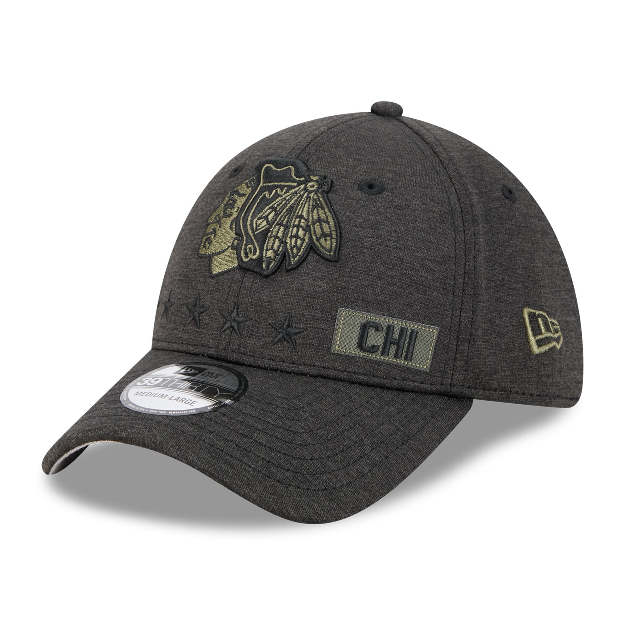 Casquette extensible New Era noire Chicago Blackhawks Stealth Mode Flex 39Thirty pour homme