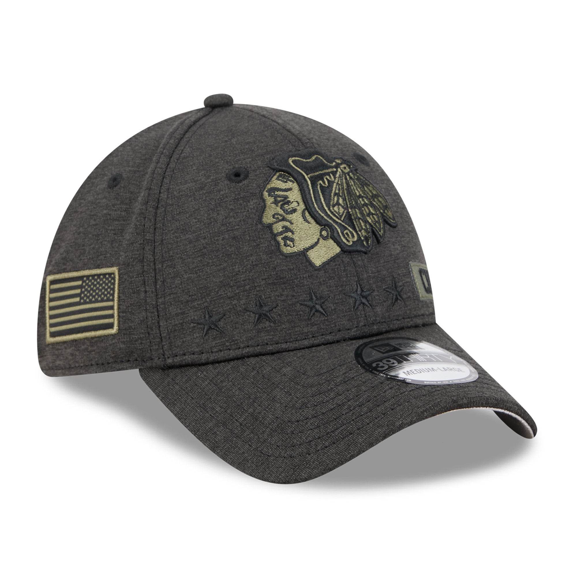 Casquette extensible New Era noire Chicago Blackhawks Stealth Mode Flex 39Thirty pour homme