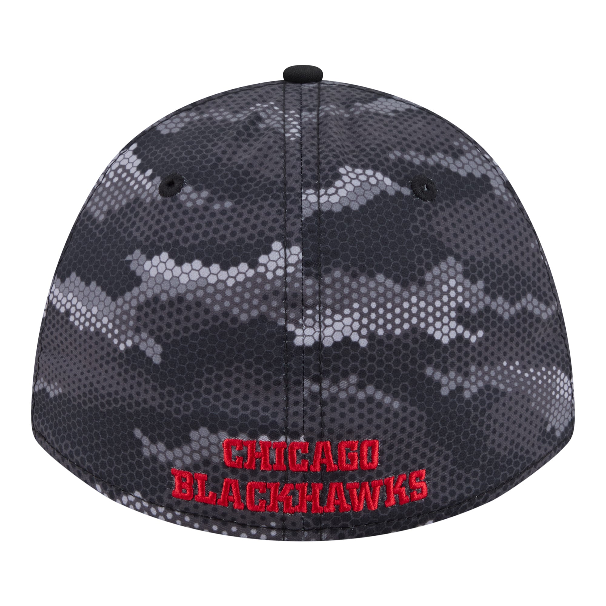 Men's New Era Black Chicago Blackhawks Zero Dark 39THIRTY A-Frame M-Crown Flex Hat