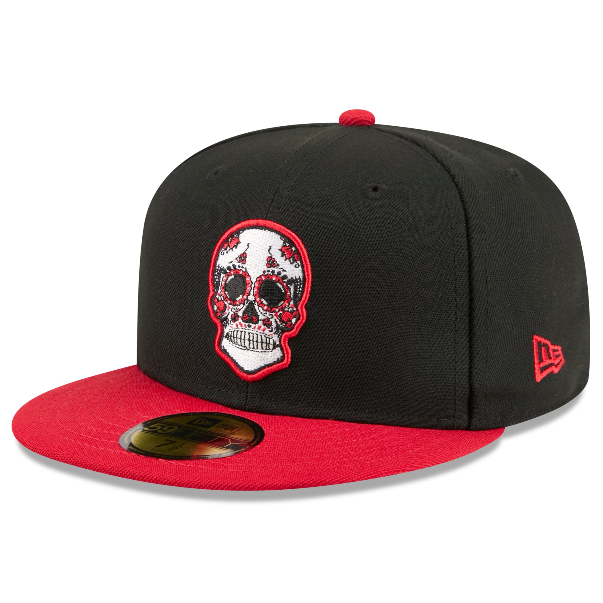 Casquette ajustée New Era 59FIFTY noire et rouge Chicago Blackhawks Dia De Los Muertos pour homme