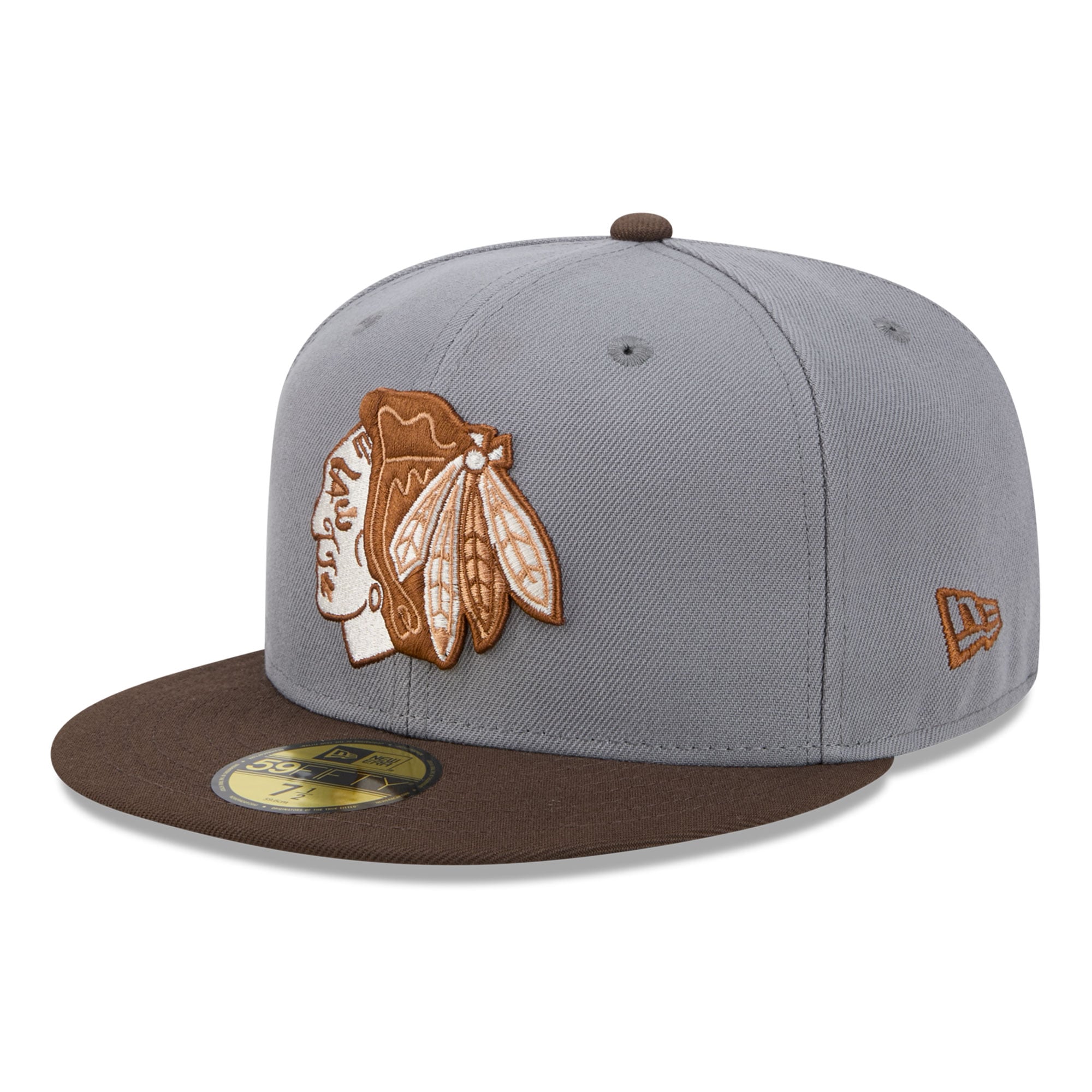 Men's New Era Charcoal/Brown Chicago Blackhawks Wood Tones 59FIFTY Fitted Hat