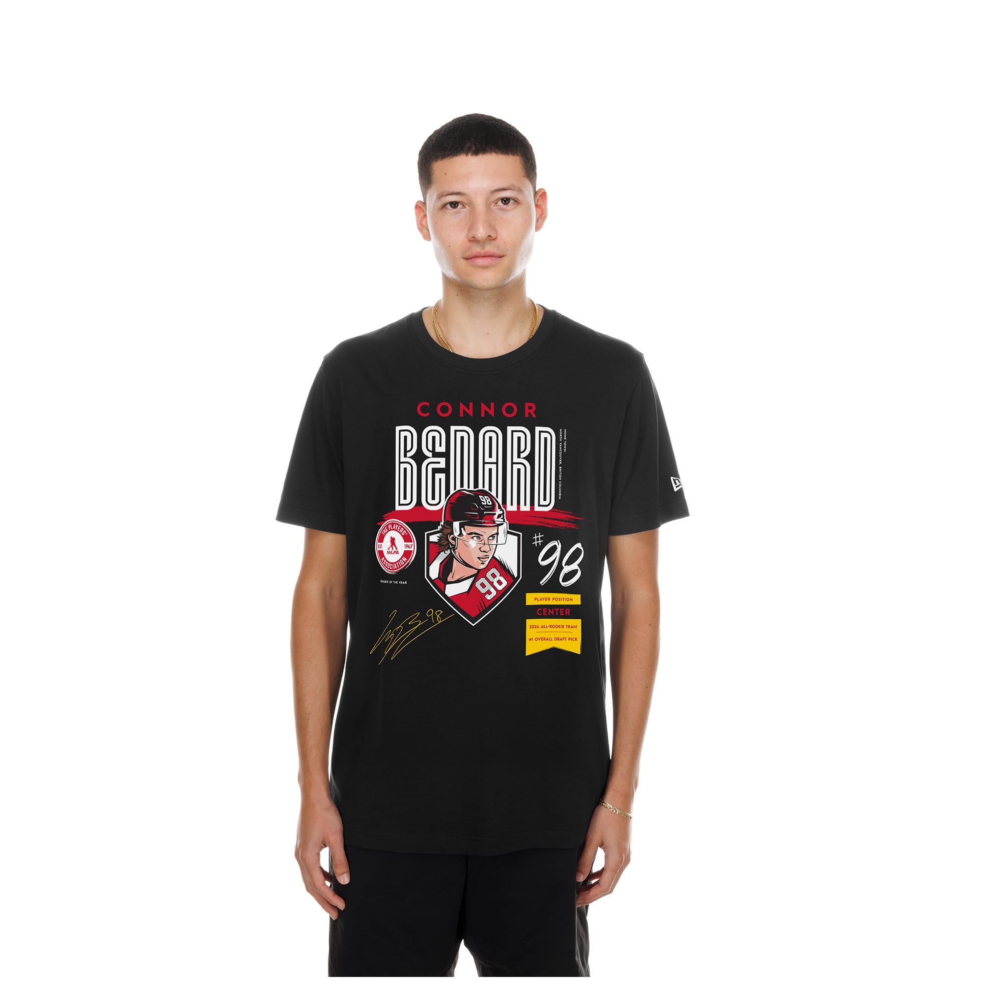 Men's New Era Connor Bedard Black Player Spotlight Name & Number T-Shirt