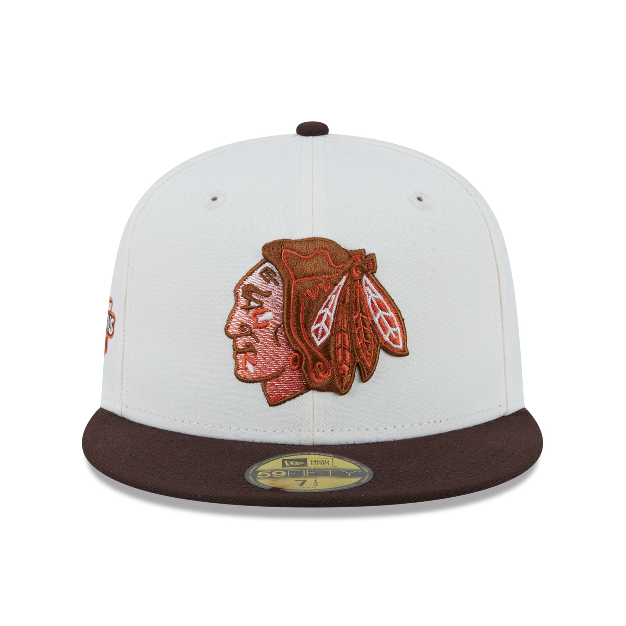 Casquette ajustée New Era 59FIFTY crème pour homme, Chicago Blackhawks, couleur citrouille épicée