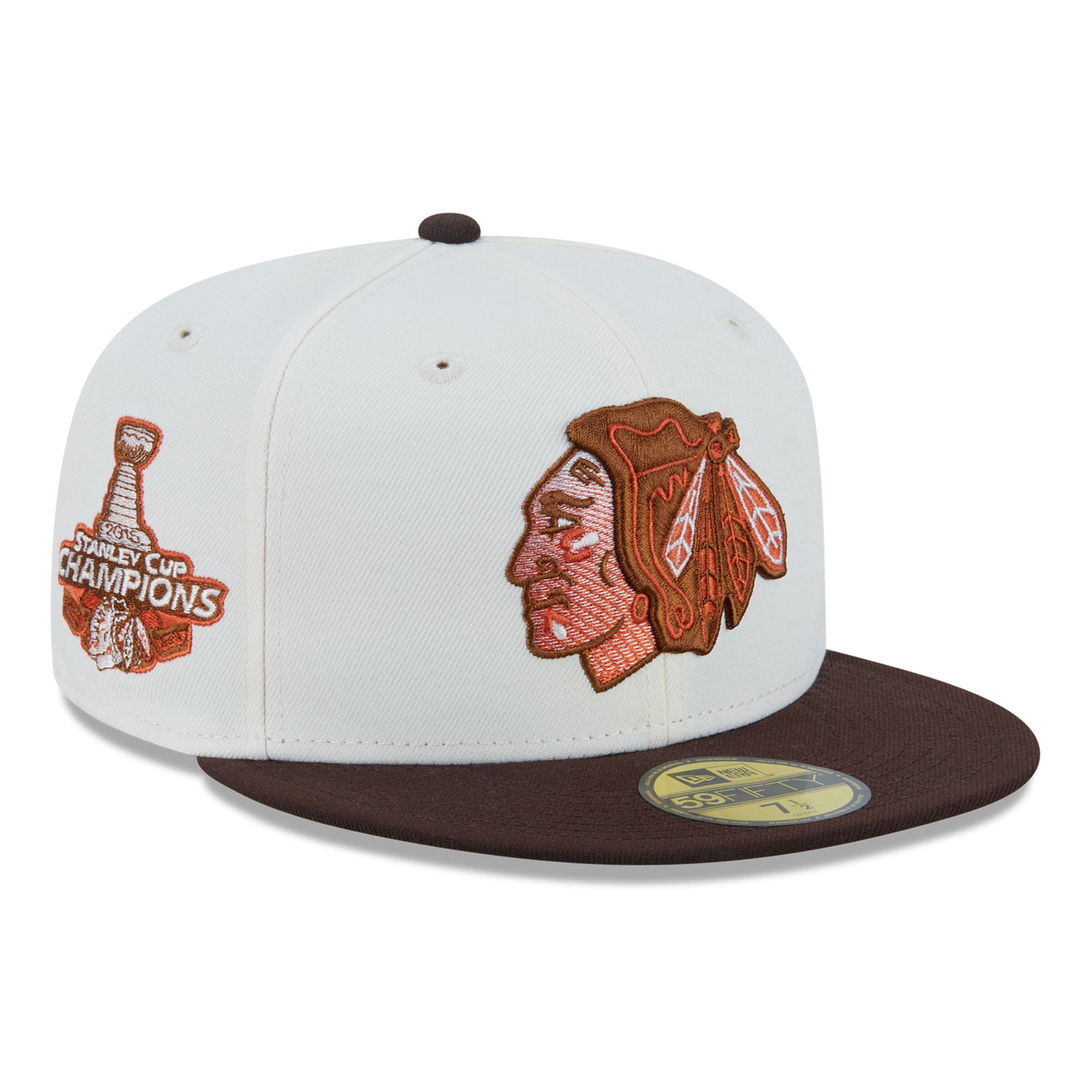 Casquette ajustée New Era 59FIFTY crème pour homme, Chicago Blackhawks, couleur citrouille épicée