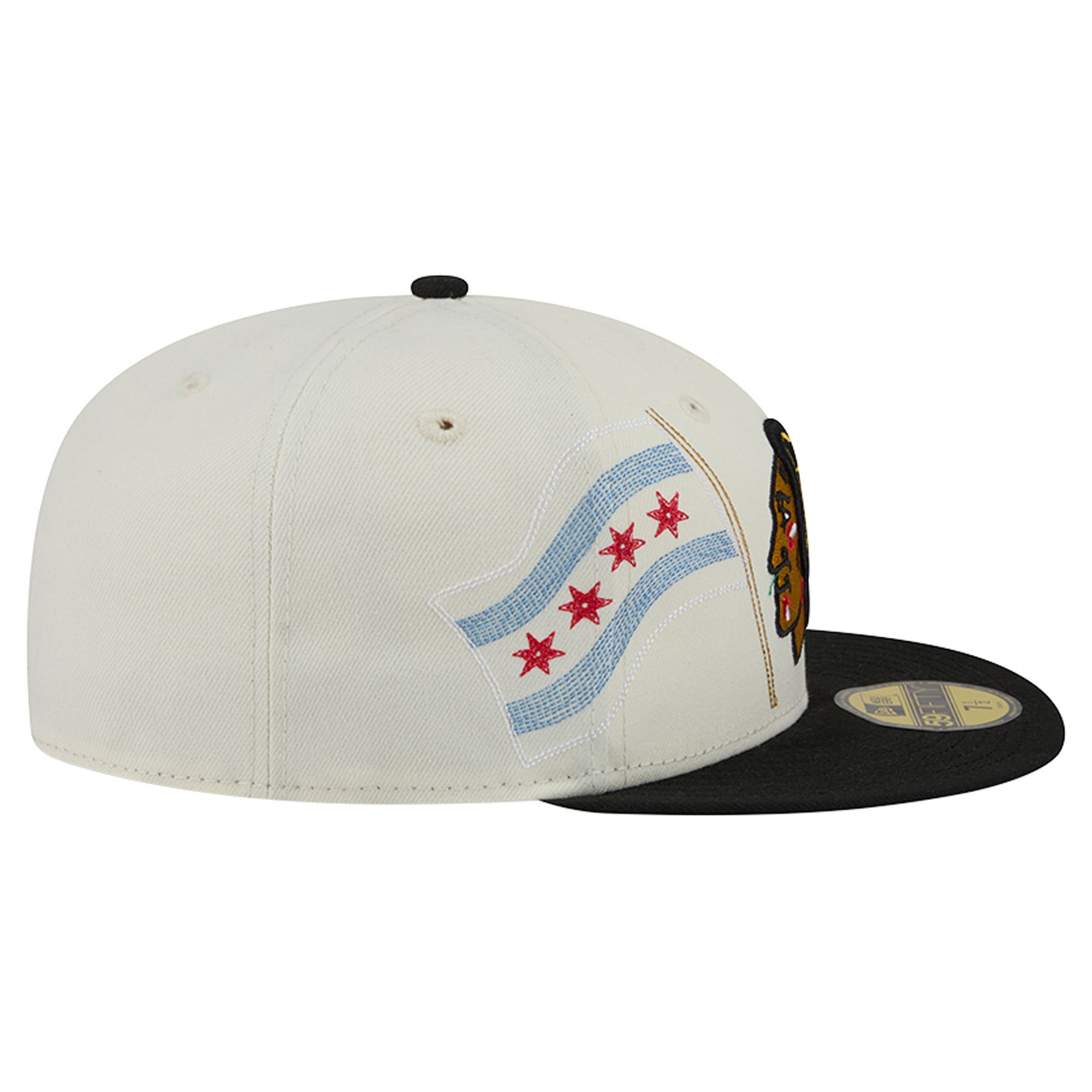 Casquette ajustée New Era 59FIFTY crème/noire Chicago Blackhawks pour homme