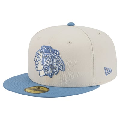 Chicago Blackhawks New Era Color Pack Two-Tone 59FIFTY Fitted Hat - Cream/Blue