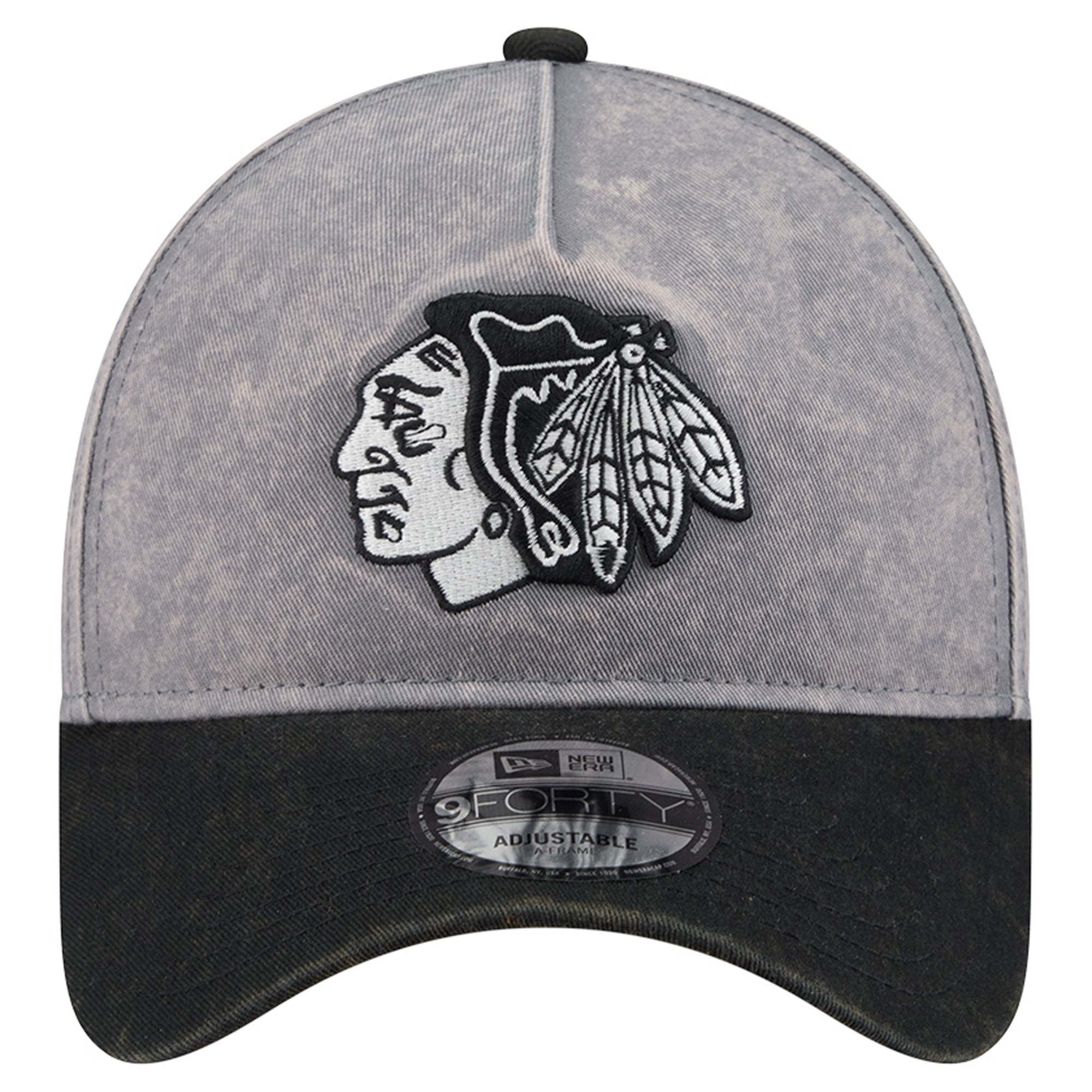 Men's New Era Gray/Black Chicago Blackhawks Storm A-Frame 9FORTY Adjustable Hat