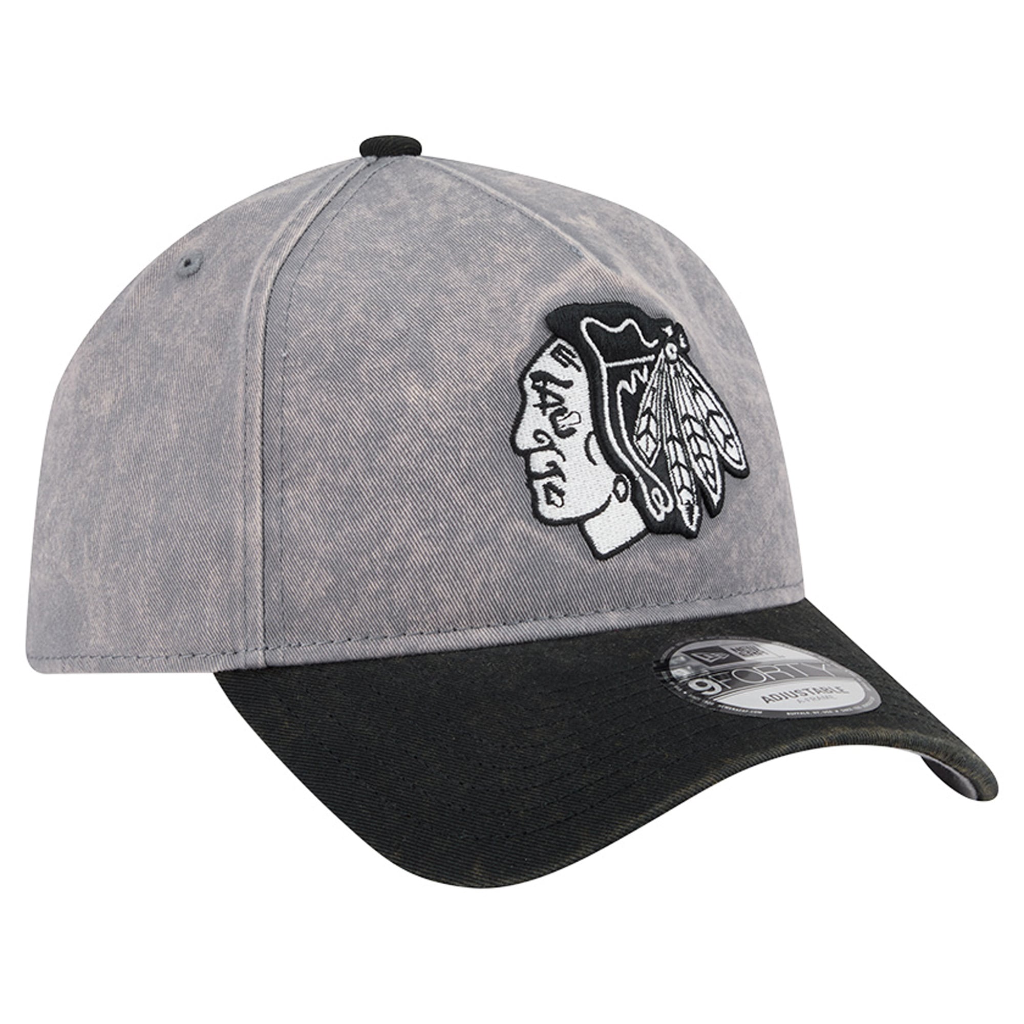 Men's New Era Gray/Black Chicago Blackhawks Storm A-Frame 9FORTY Adjustable Hat