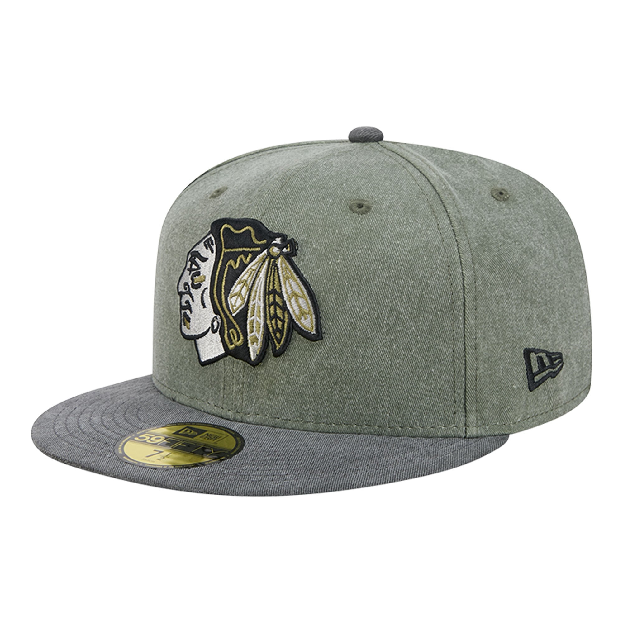 Casquette ajustée New Era 59FIFTY pour homme, coloris olive/noir, Chicago Blackhawks Roll Call