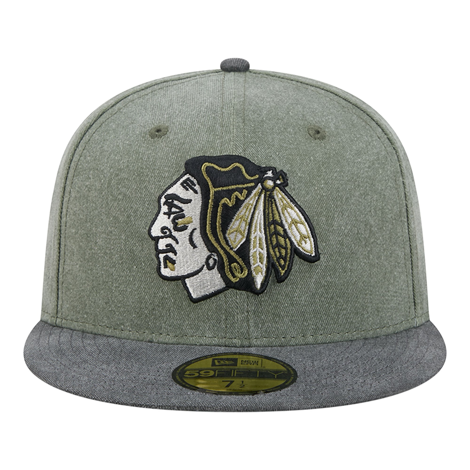 Casquette ajustée New Era 59FIFTY pour homme, coloris olive/noir, Chicago Blackhawks Roll Call