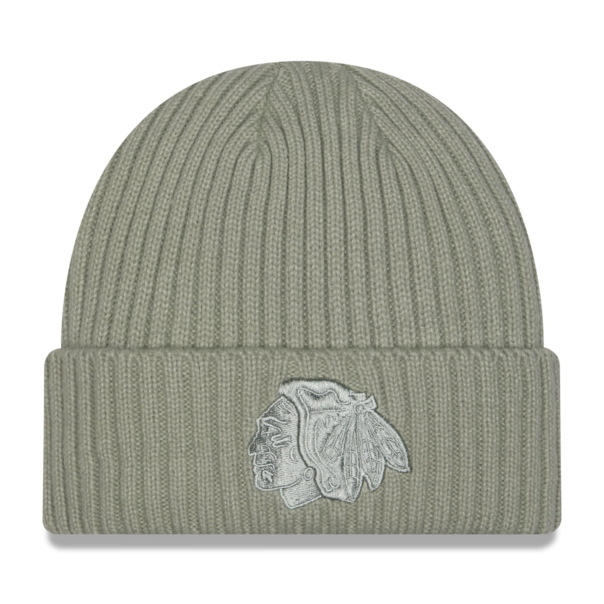 Men's New Era Sage Green Chicago Blackhawks Color Pack Cuffed Knit Hat